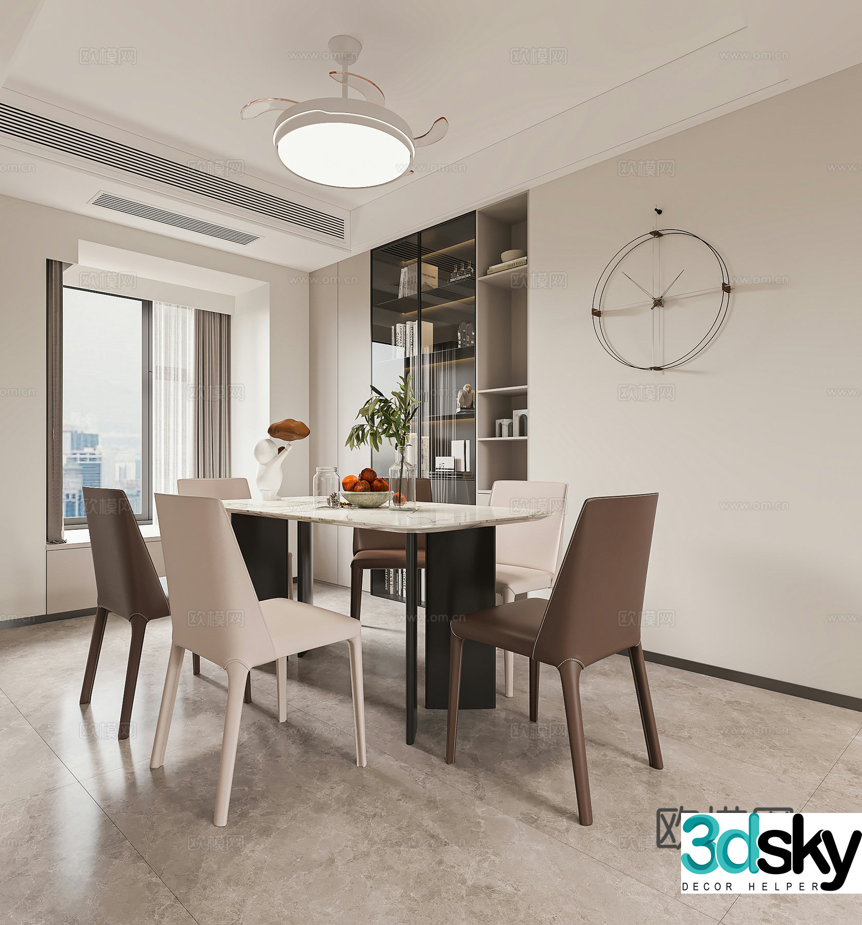 Cream style restaurant 3d model