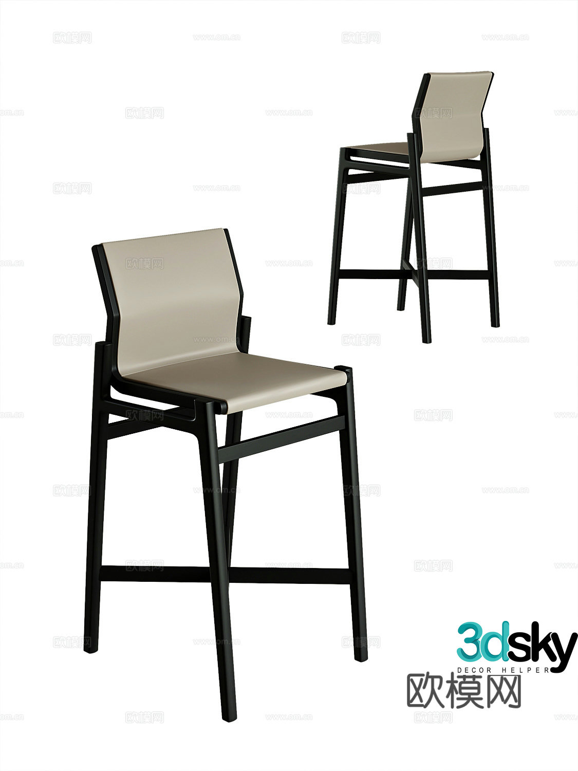 Modern bar stool bar stool high stool 3d model