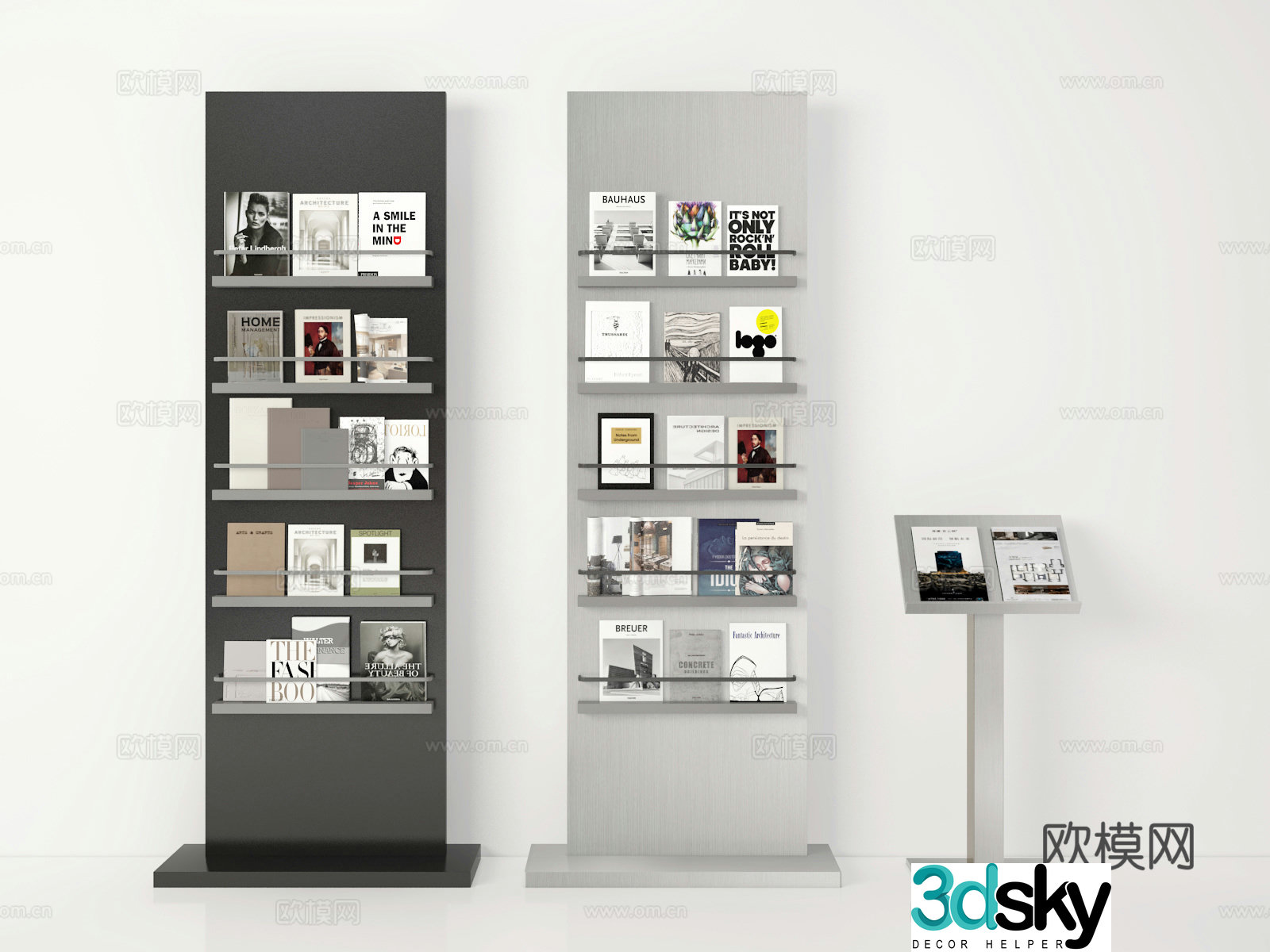Modern bookshelf magazine rack 3d model