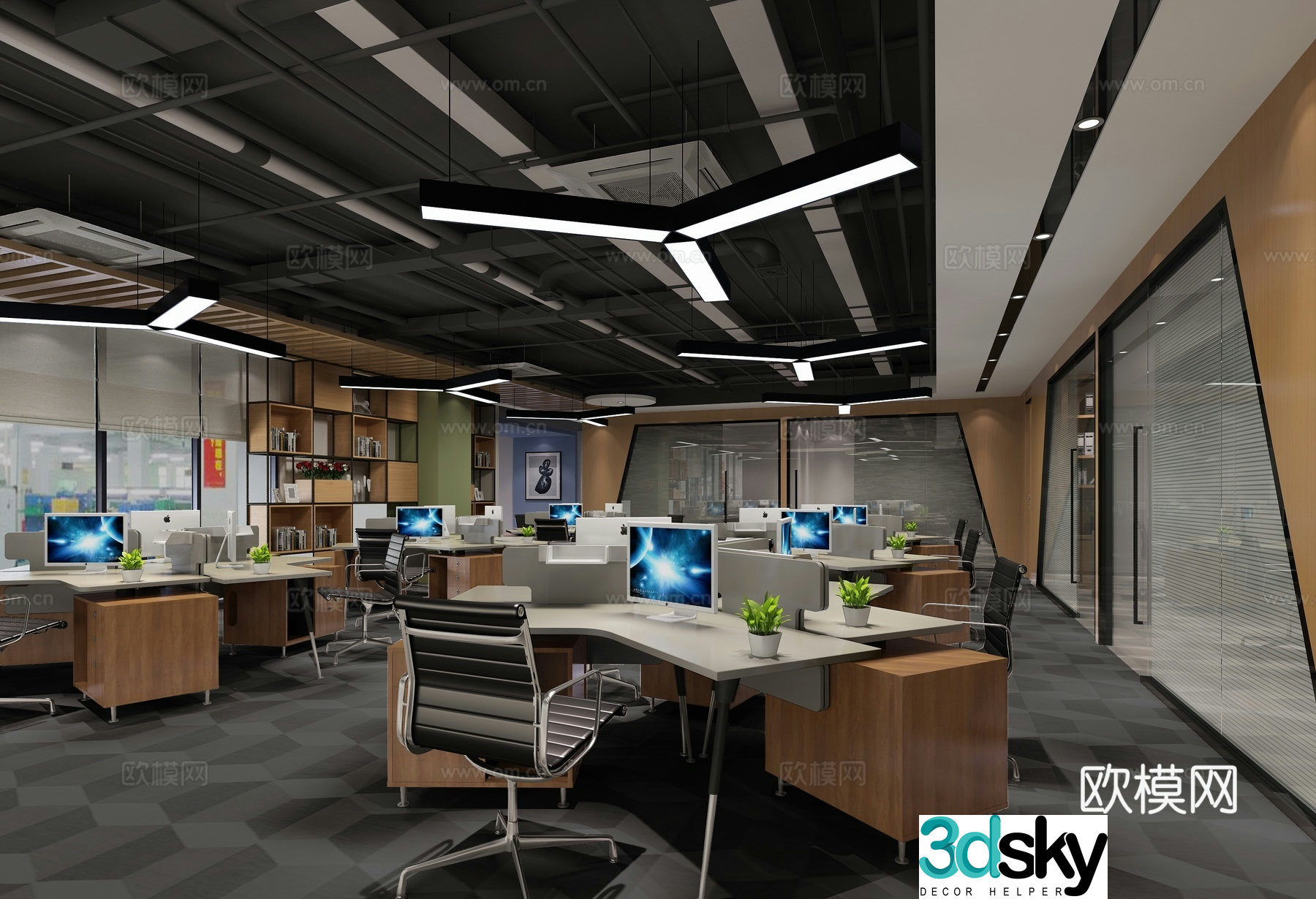 Open office office area 3d model