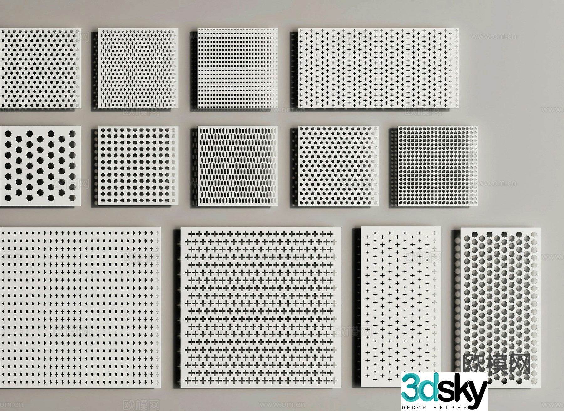 Modern punched plate perforated plate hollow plate 3d model