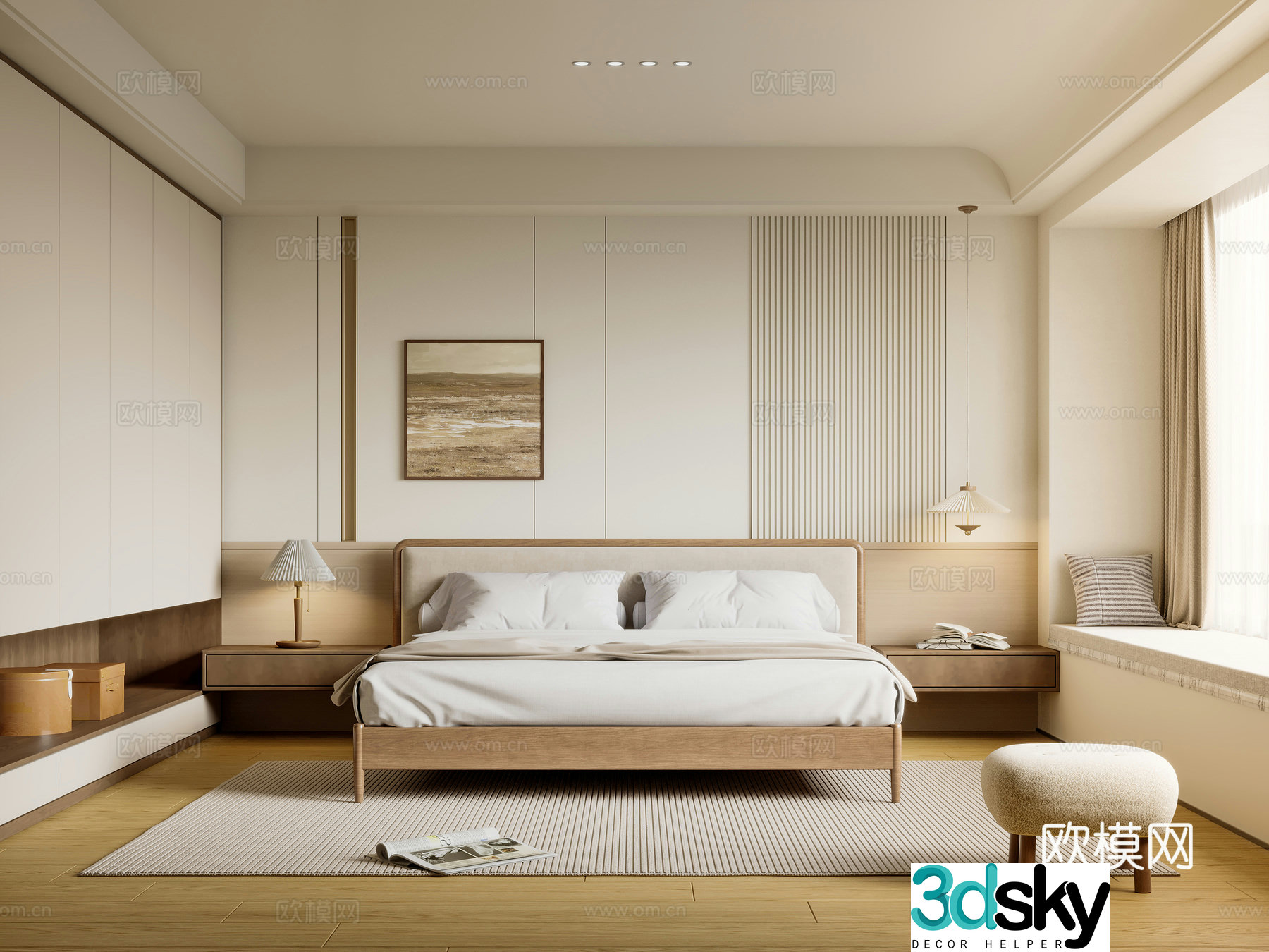 Nordic bedroom master bedroom 3d model