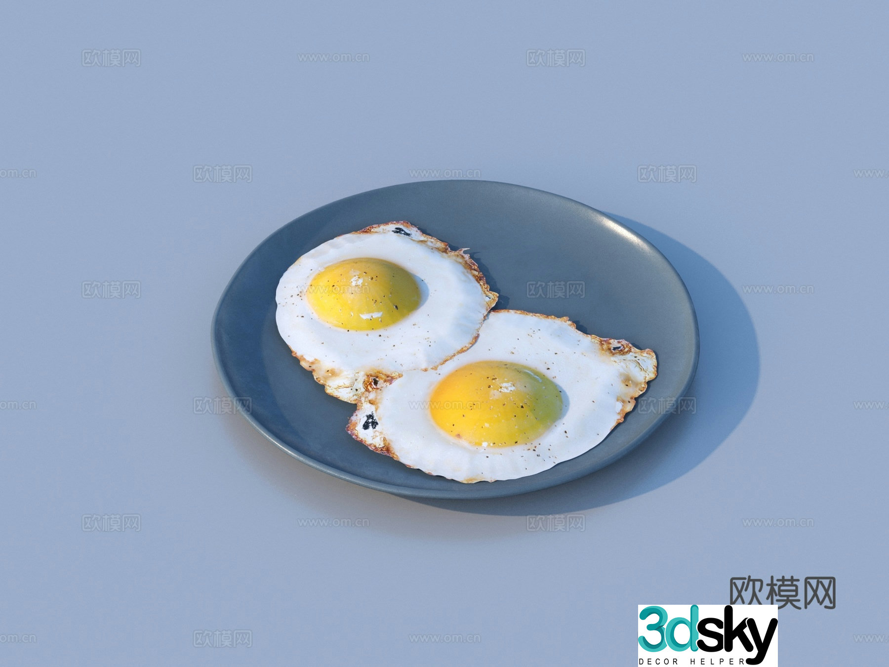 fried egg gourmet chinese food 3d model