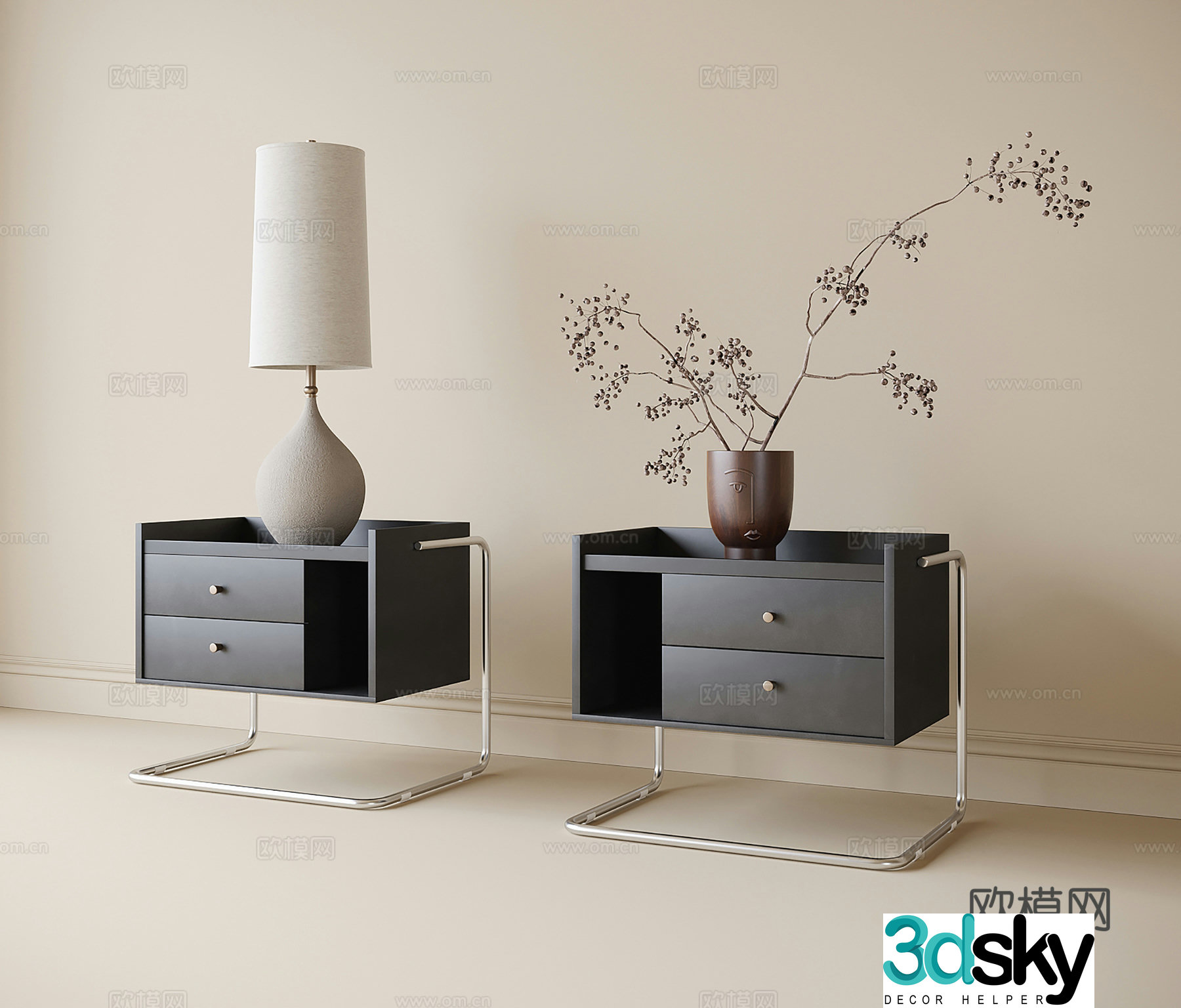 Modern bedside table 3d model