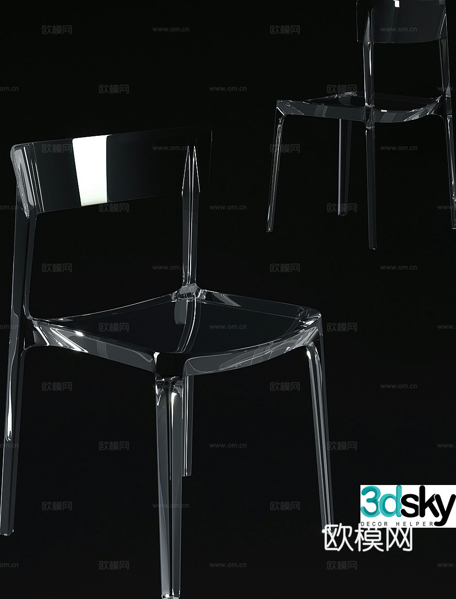 Modern acrylic single chair dining chair 3d model