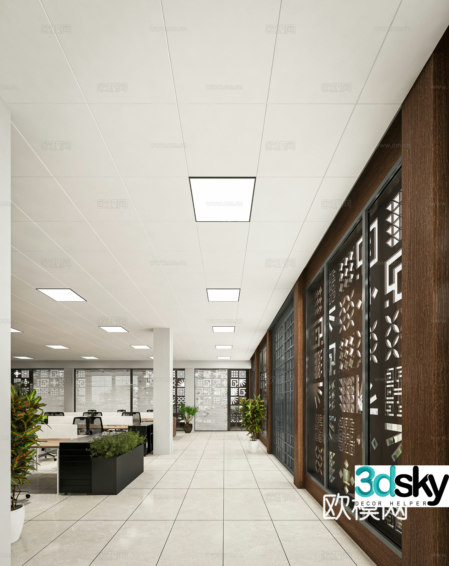 Modern office area office 3d model