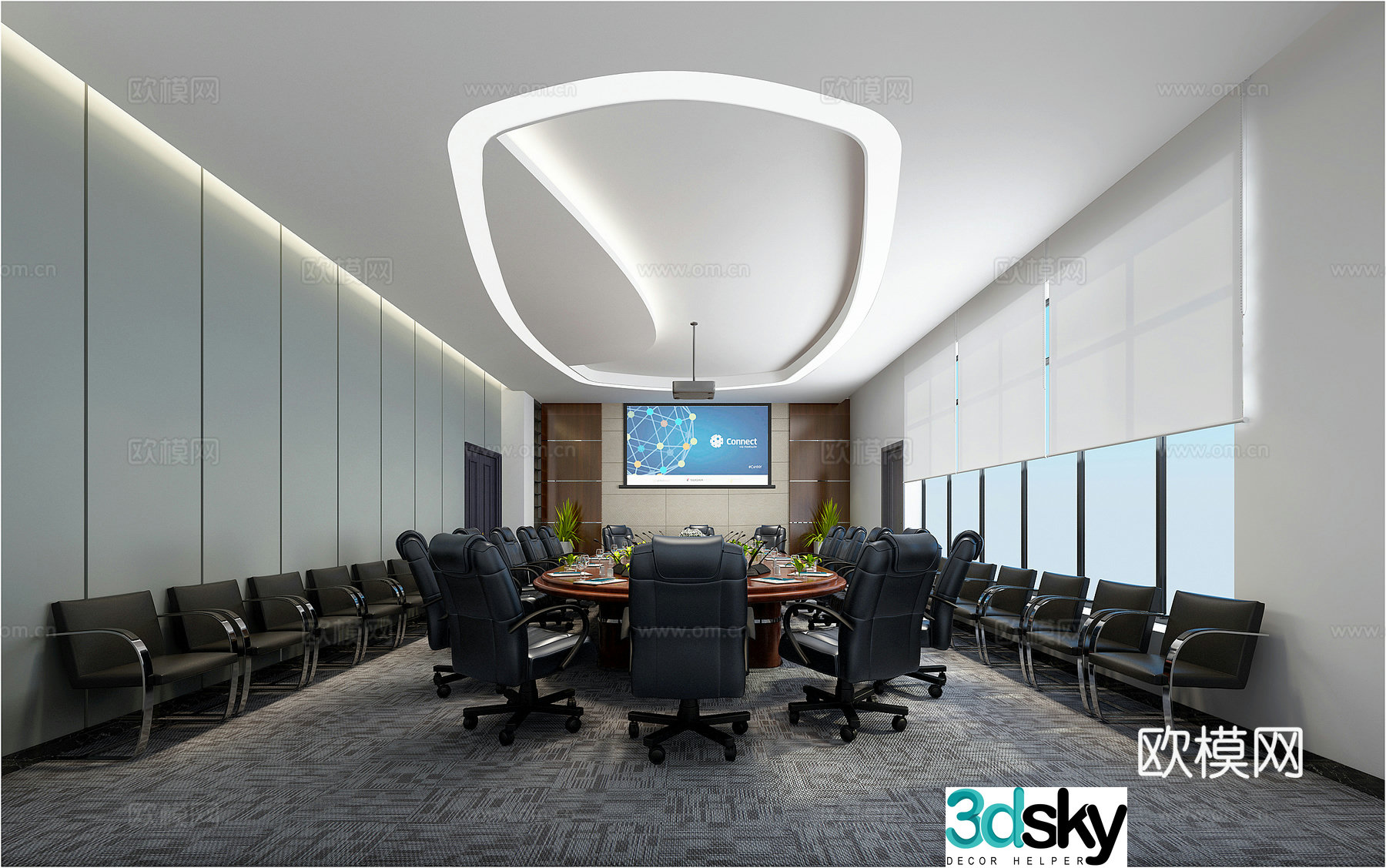 Modern large conference room 3d model