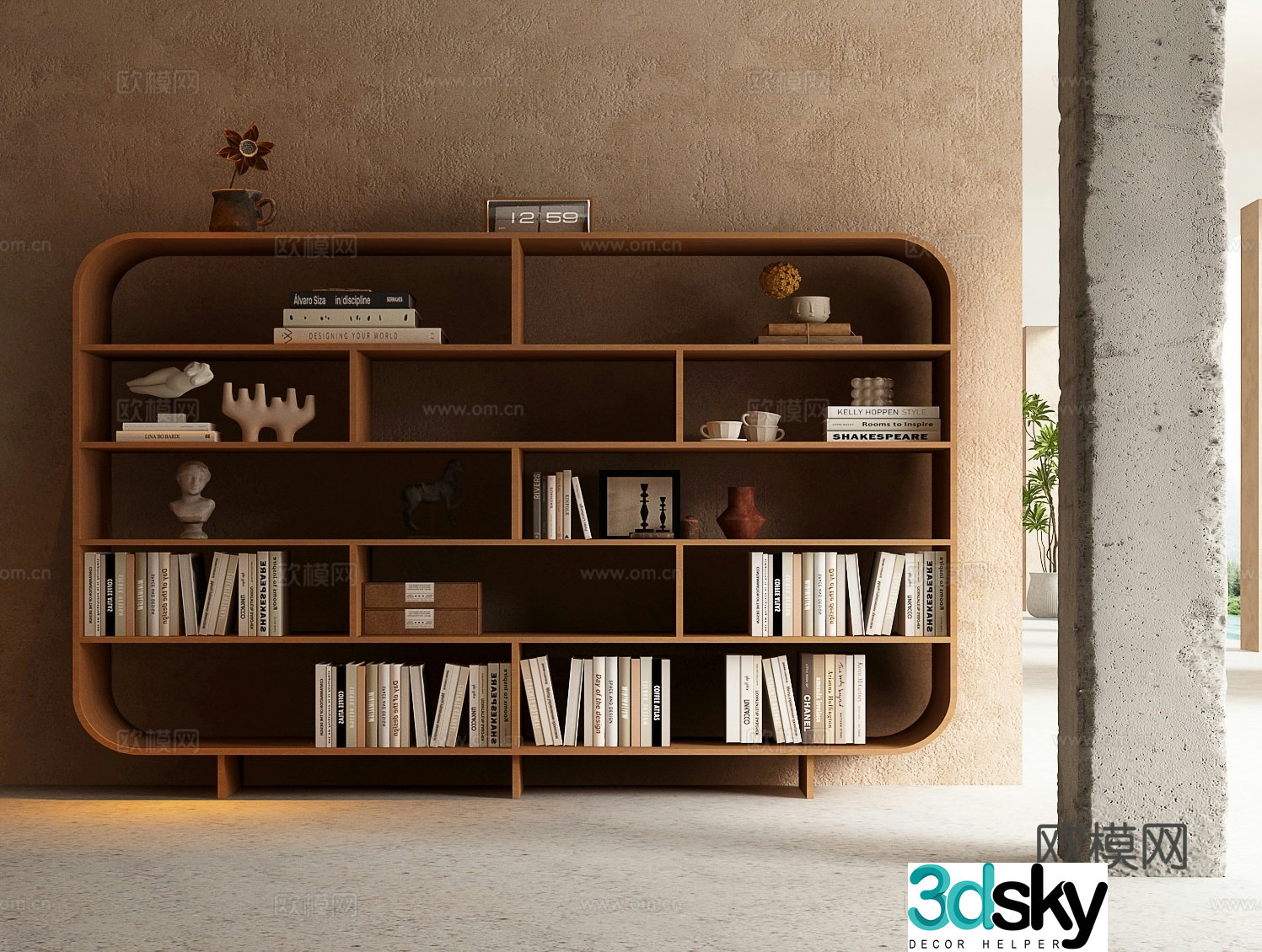 wabi-sabi bookcase bookshelf 3d model