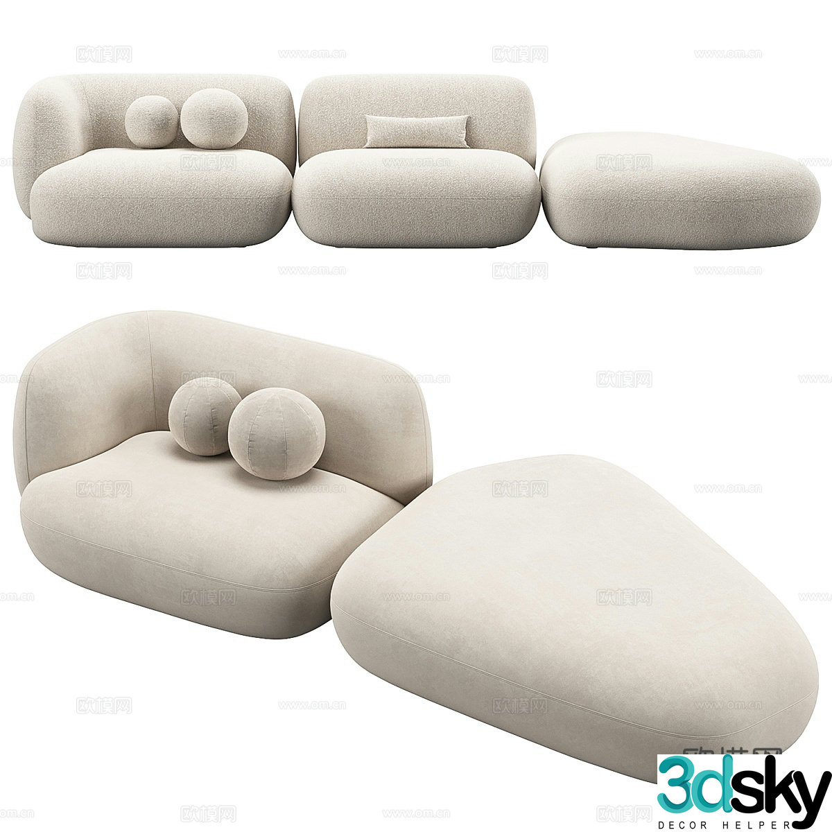Modern fabric sofa special-shaped sofa 3d model