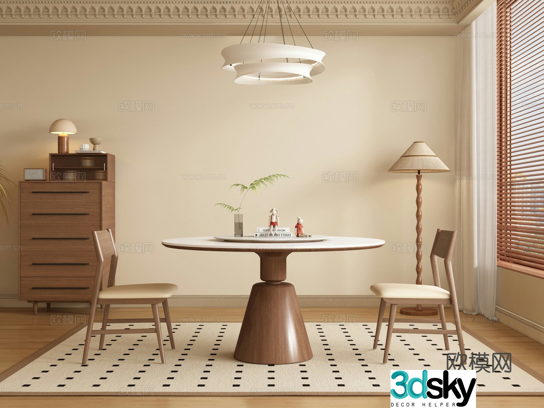 Medieval style dining table and chairs 3d model