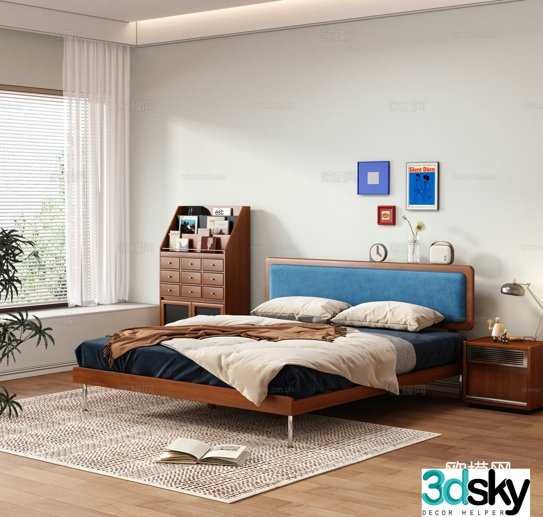 Medieval style double bed 3d model