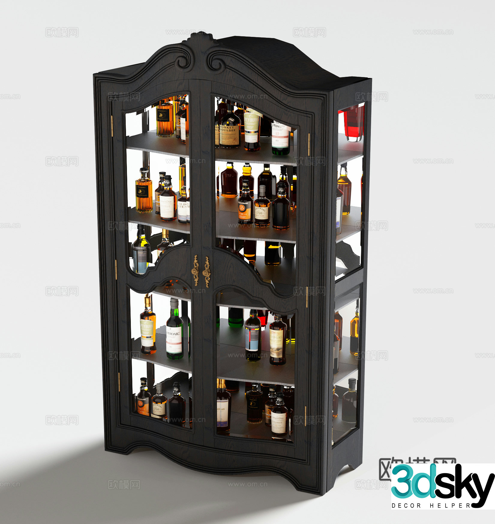 American wine cabinet 3d model