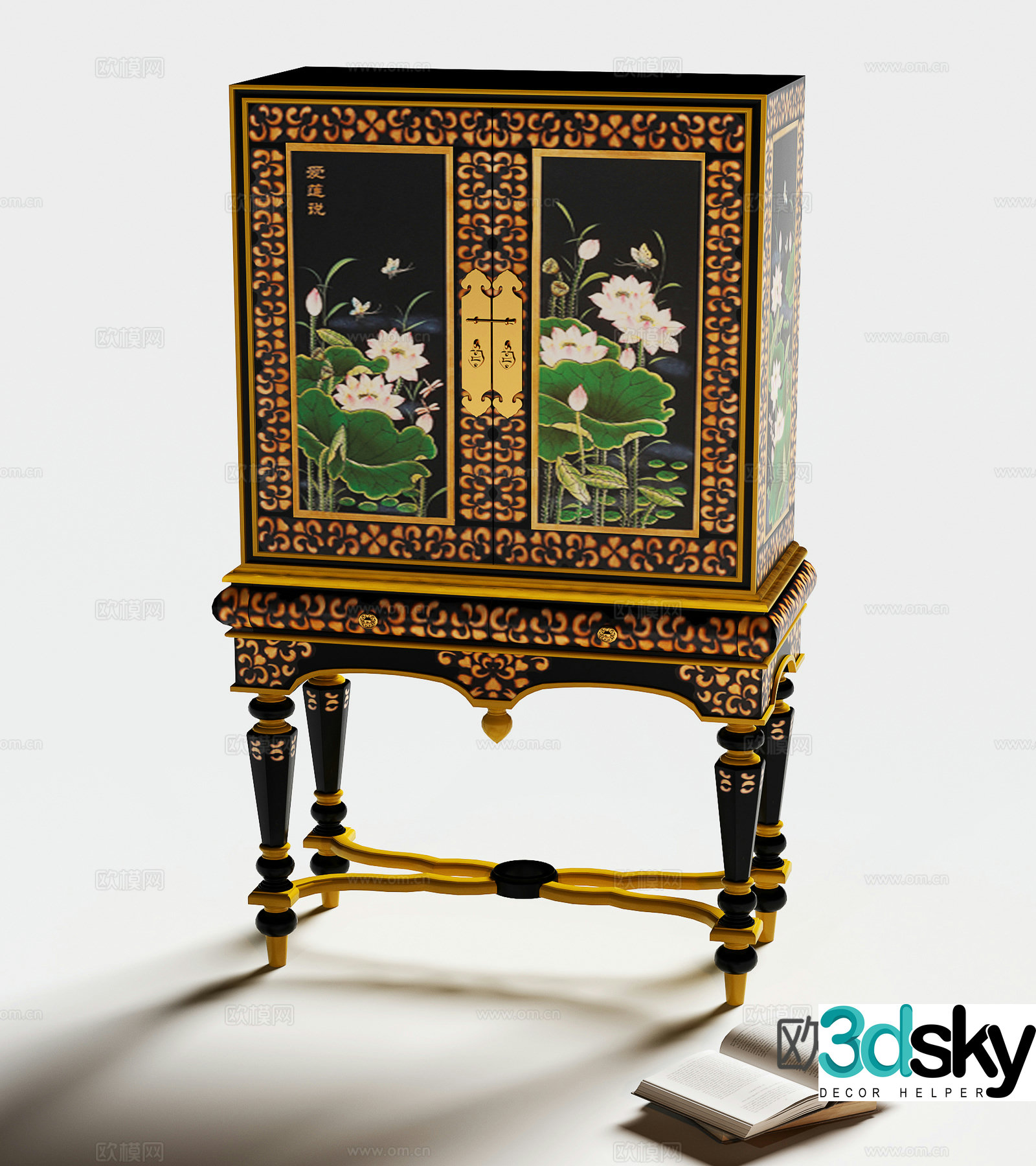 New Chinese style entrance cabinet high cabinet 3D model