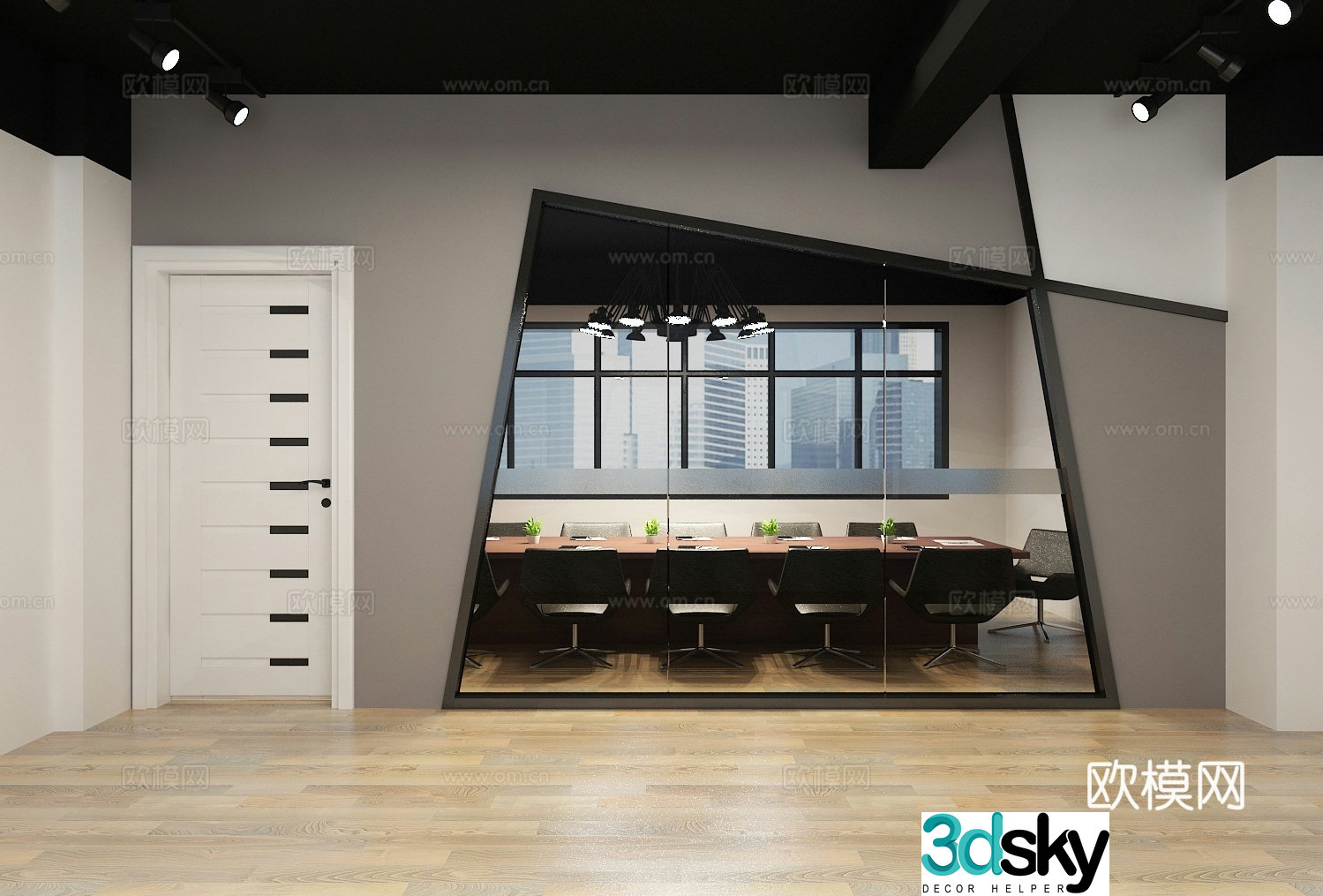 Industrial style conference room 3d model