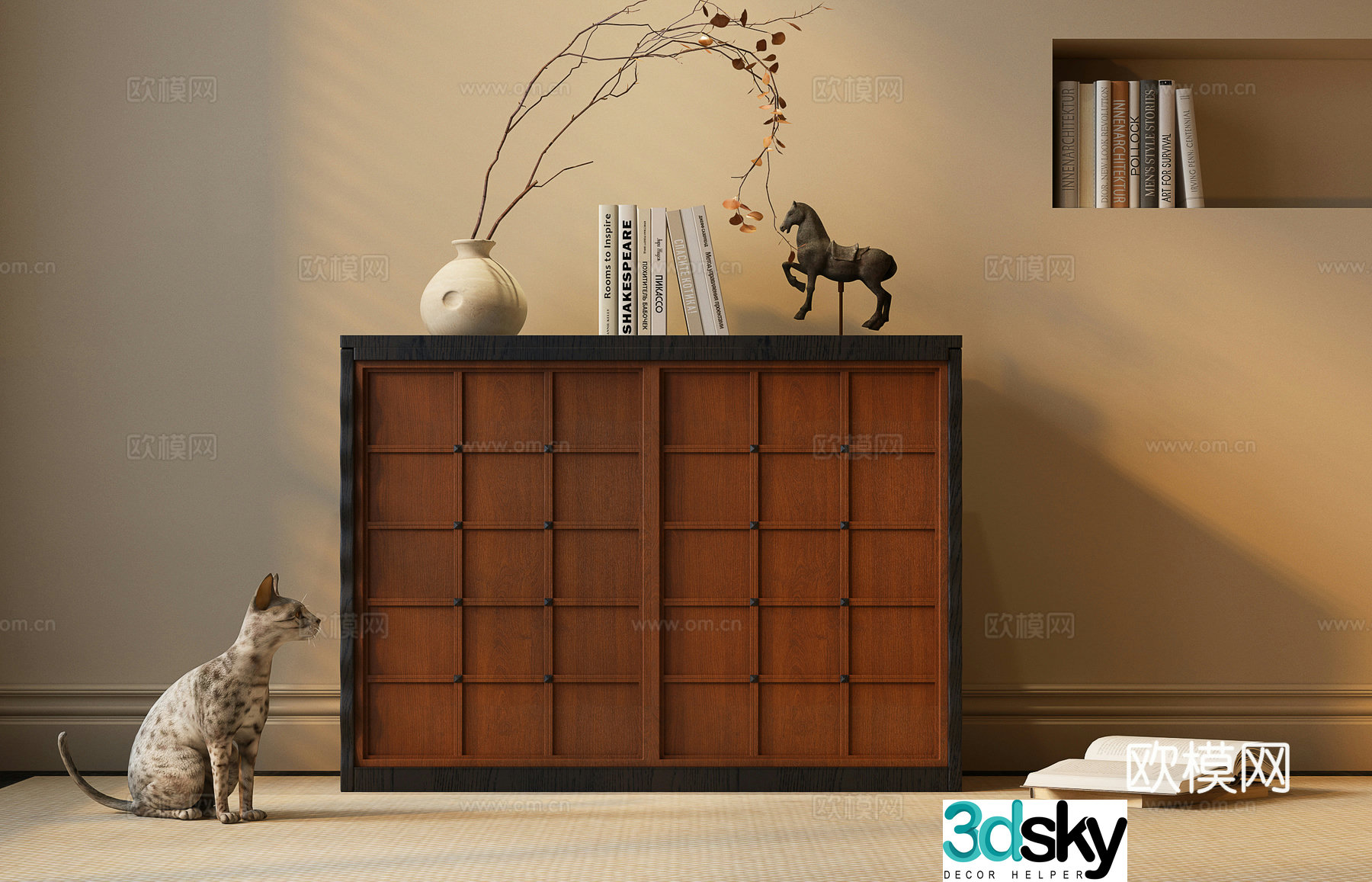 Wabi-sabi entrance cabinet 3d model