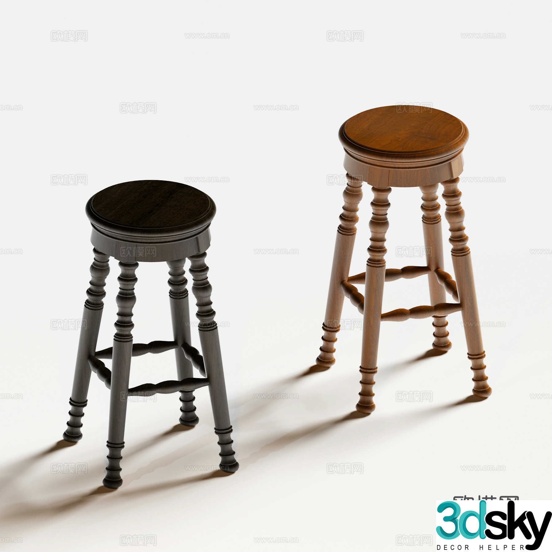 American bar stool bar stool high stool 3d model
