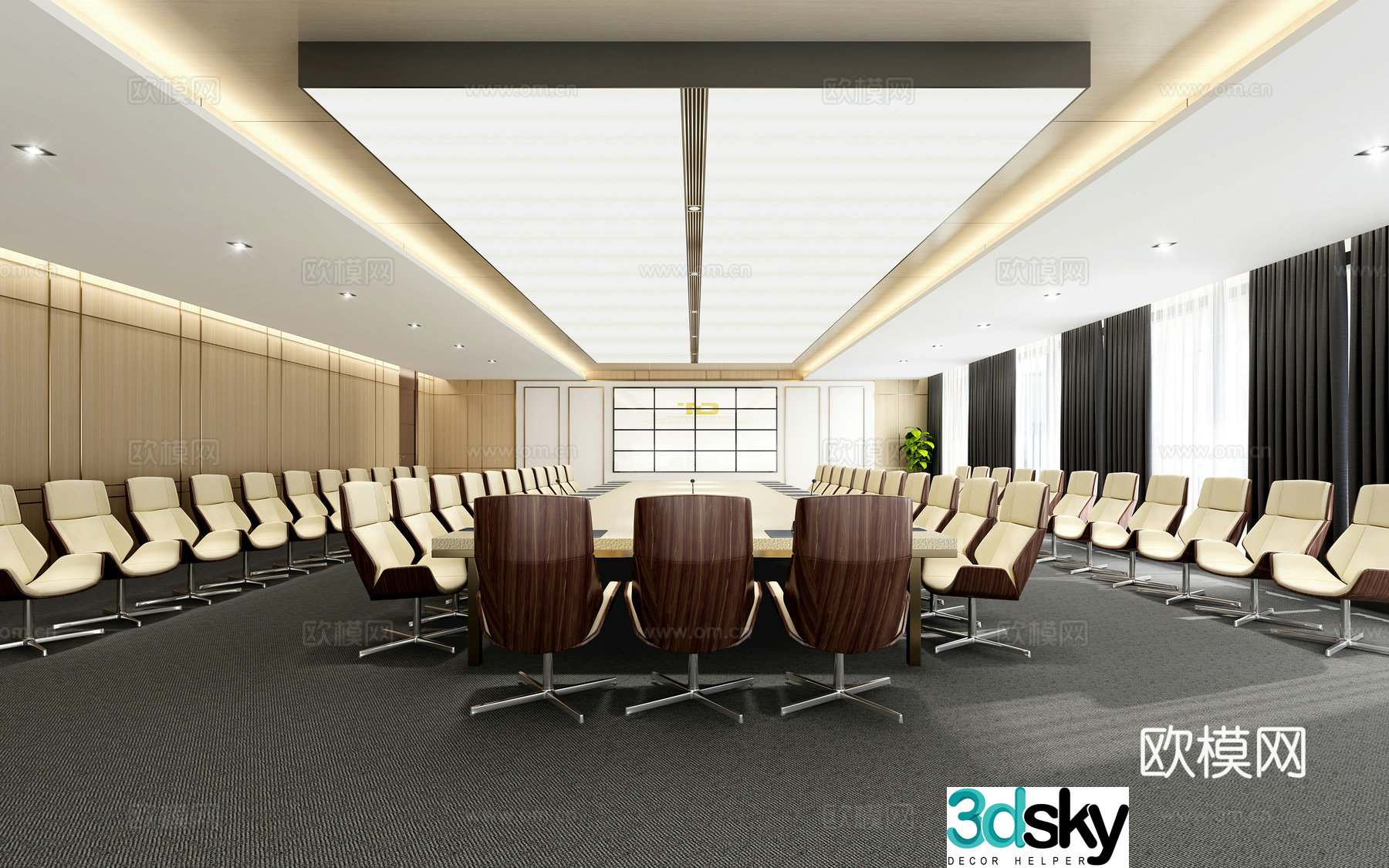 Modern large conference room 3d model