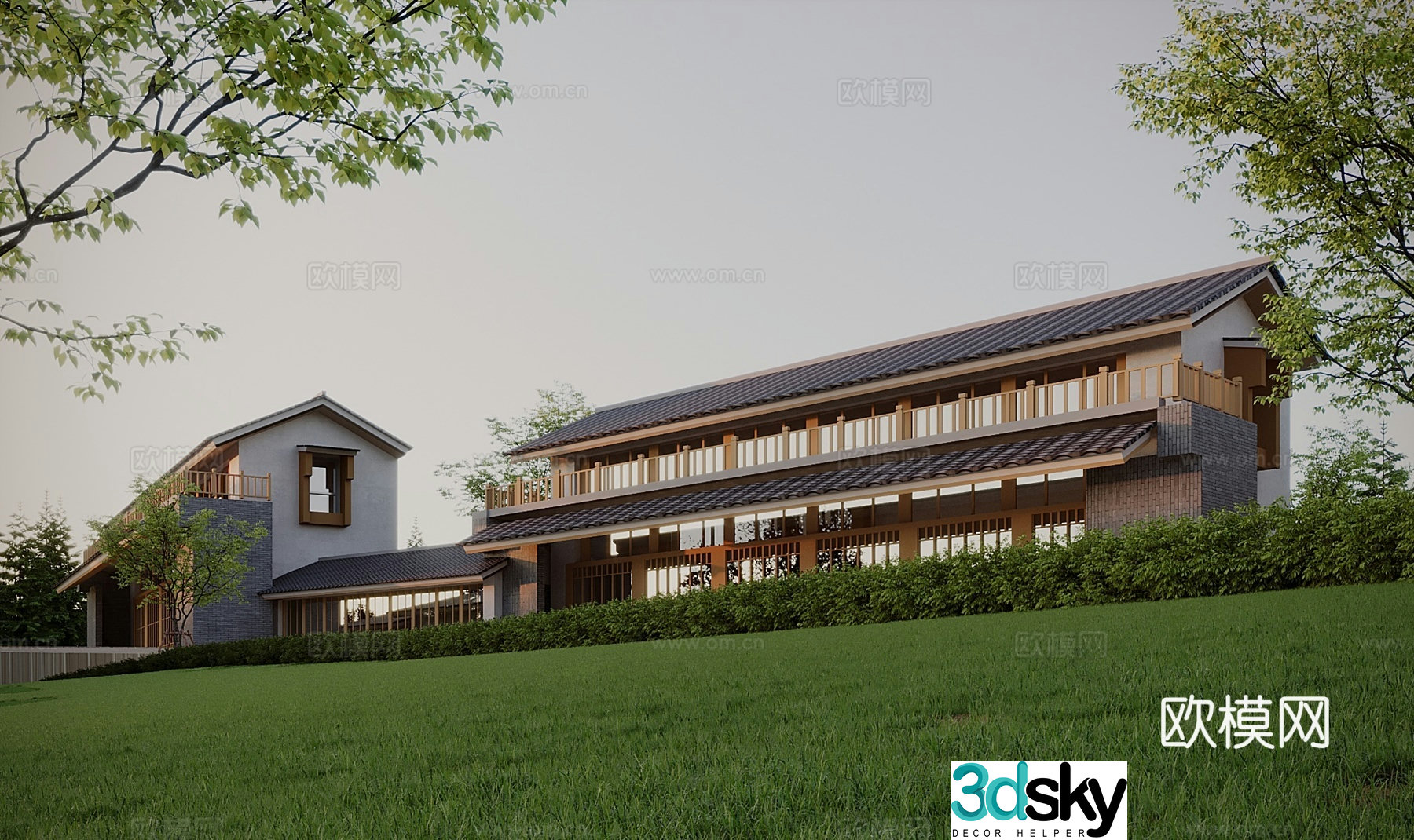 New Chinese style commercial building 3d model
