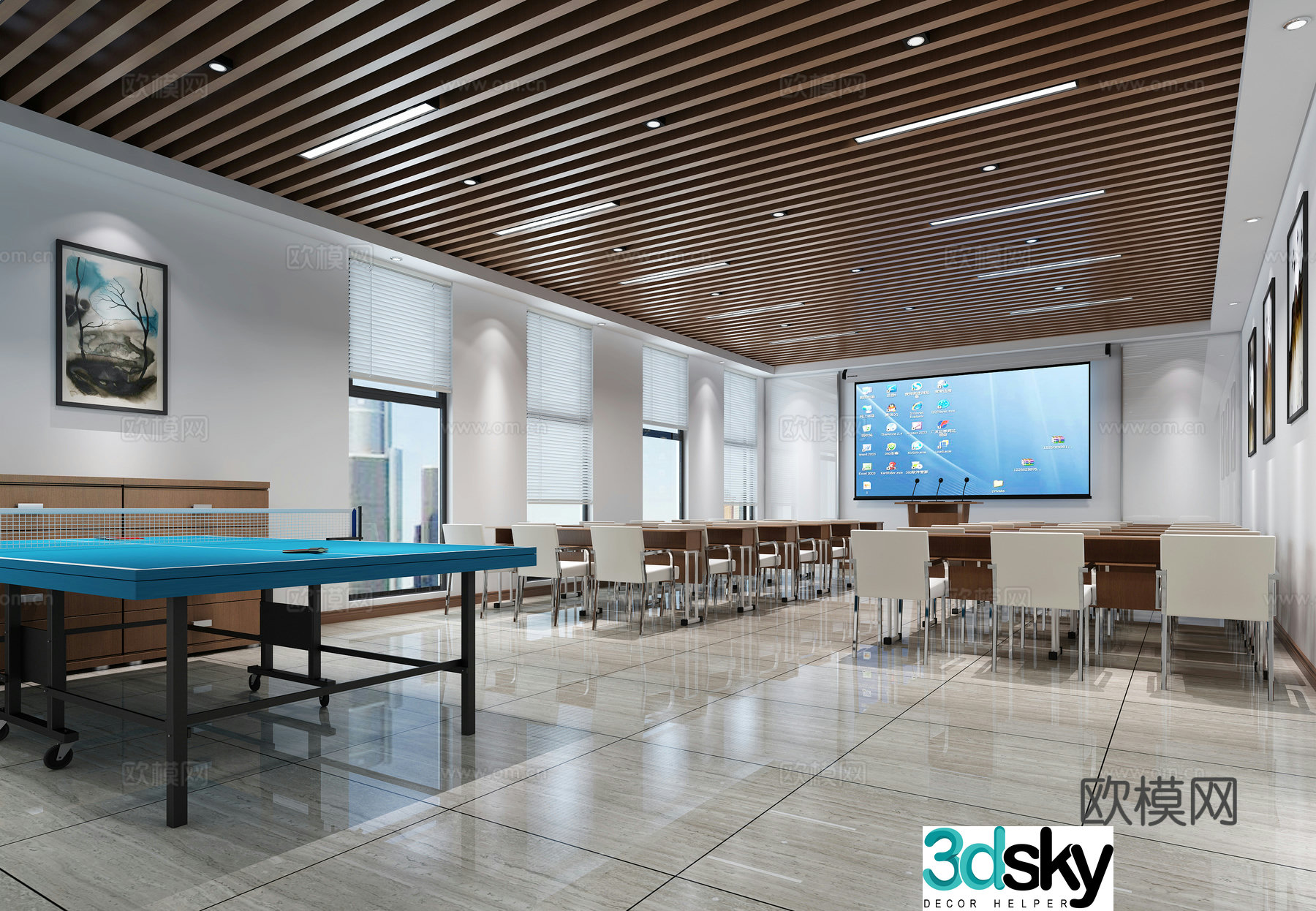 Modern conference room training room 3d model
