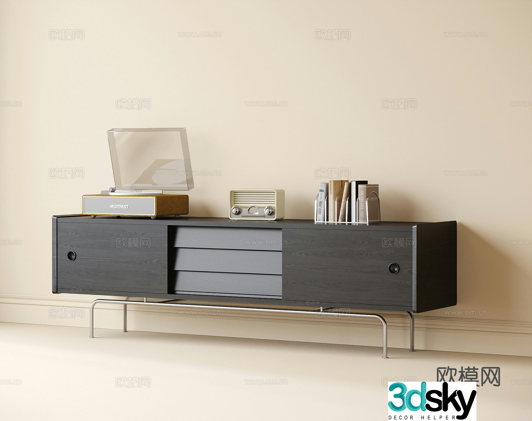 French TV cabinet 3d model