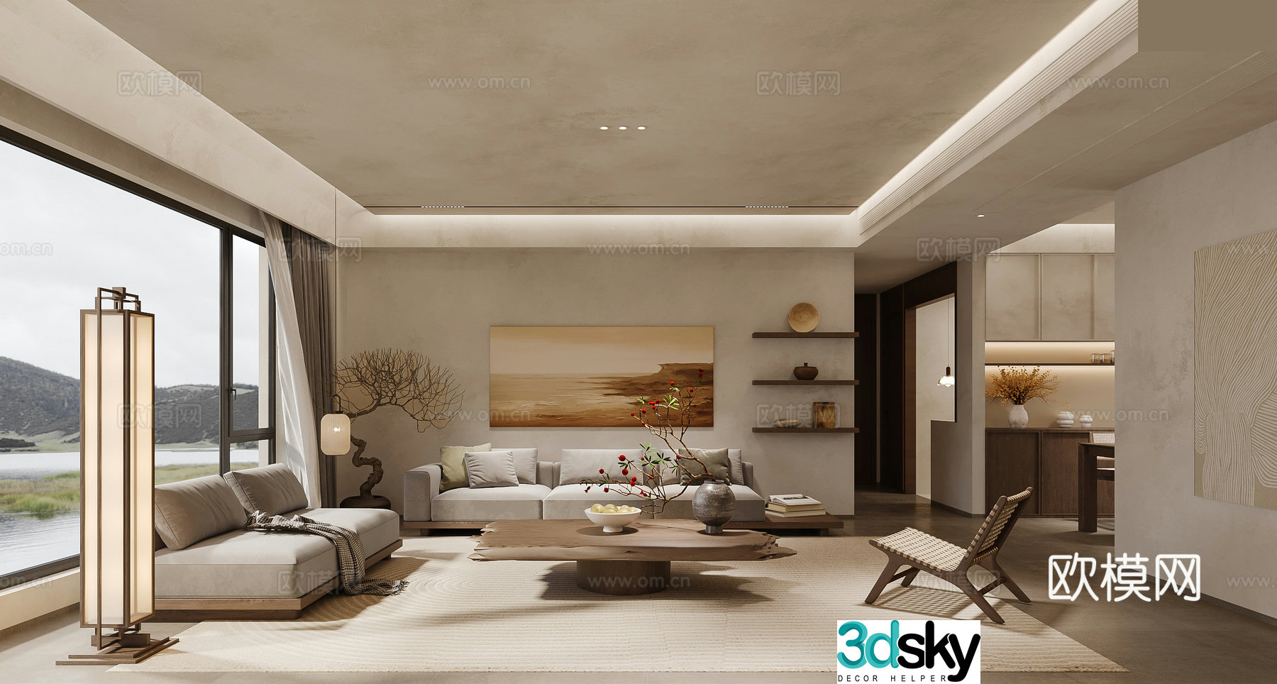 Wabi-sabi living room 3d model