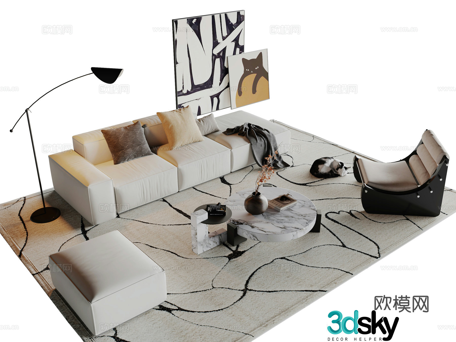 Modern sectional sofa 3d model