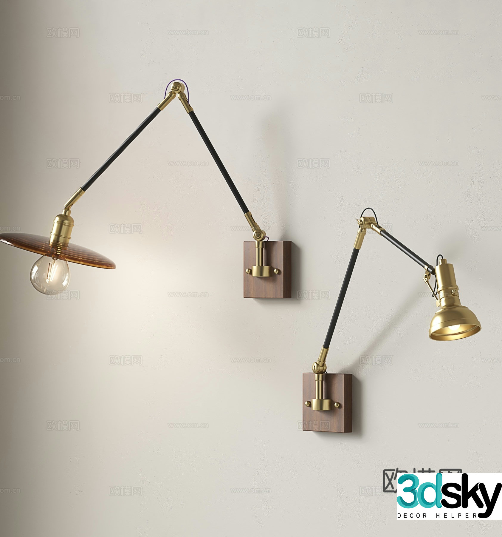 Medieval style wall lamp retro wall lamp swing arm wall lamp 3D model