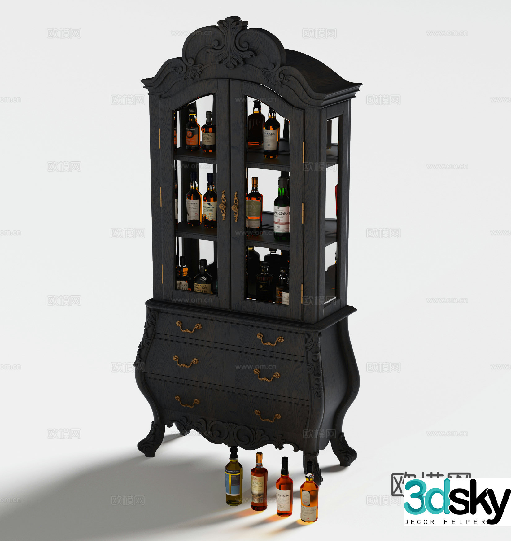 American wine cabinet 3d model