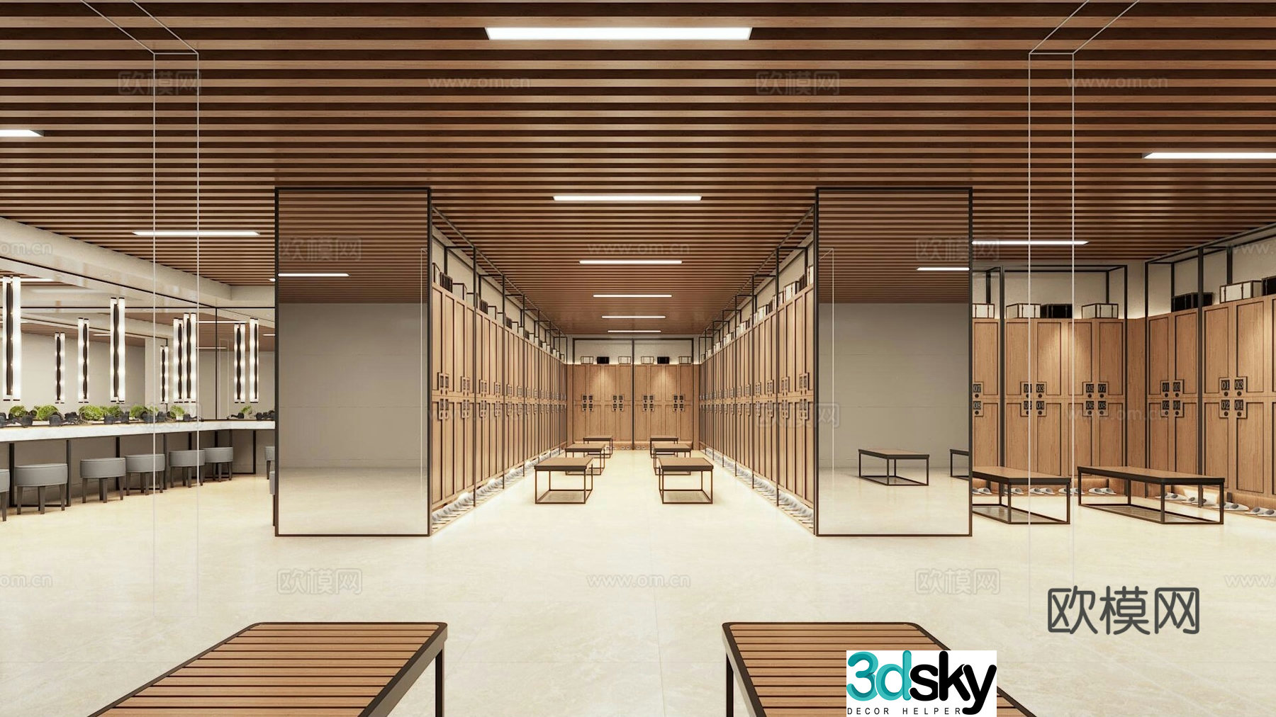 Bath center locker room 3d model