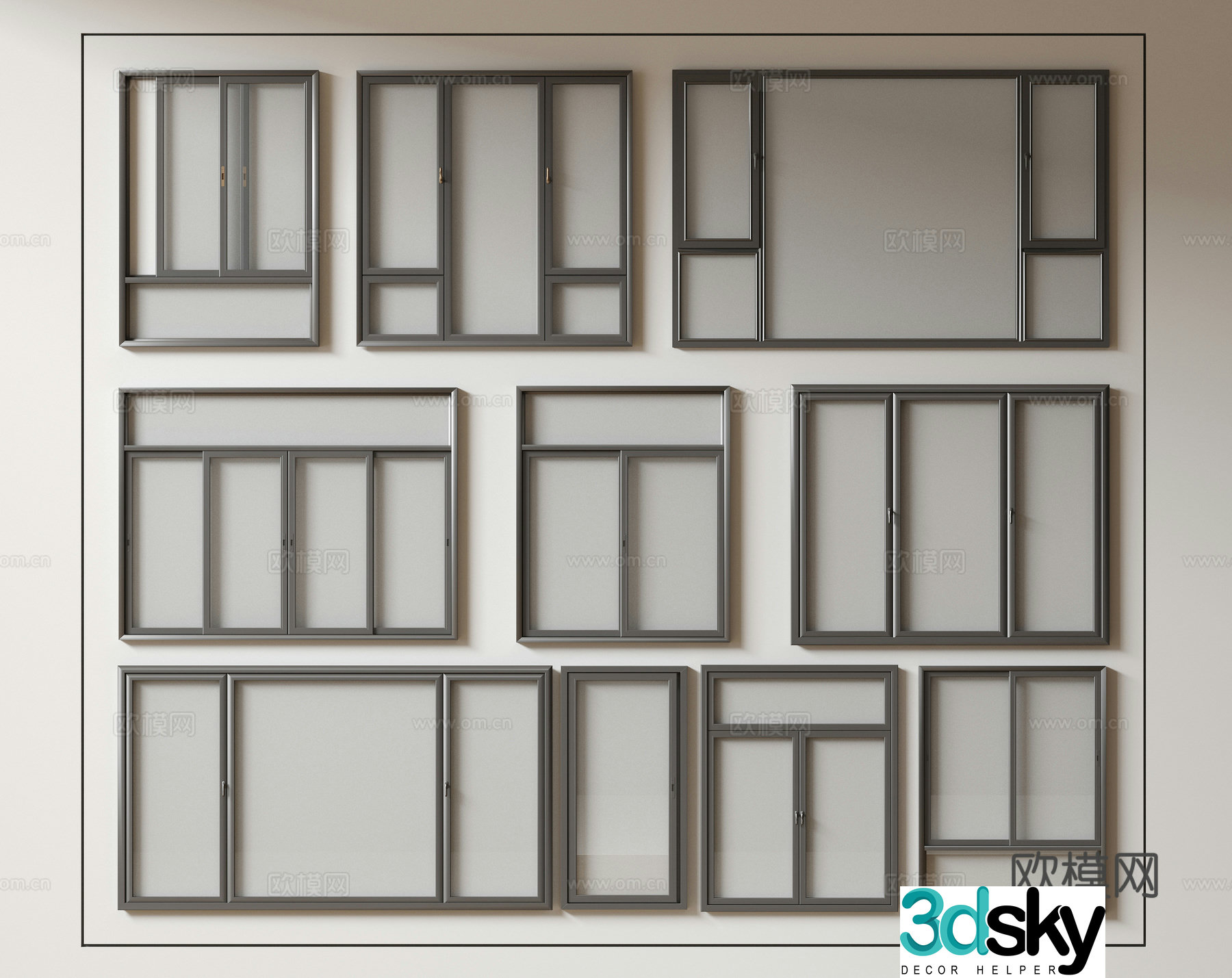 Modern windows glass windows floor-to-ceiling windows balcony windows sliding windows 3d model