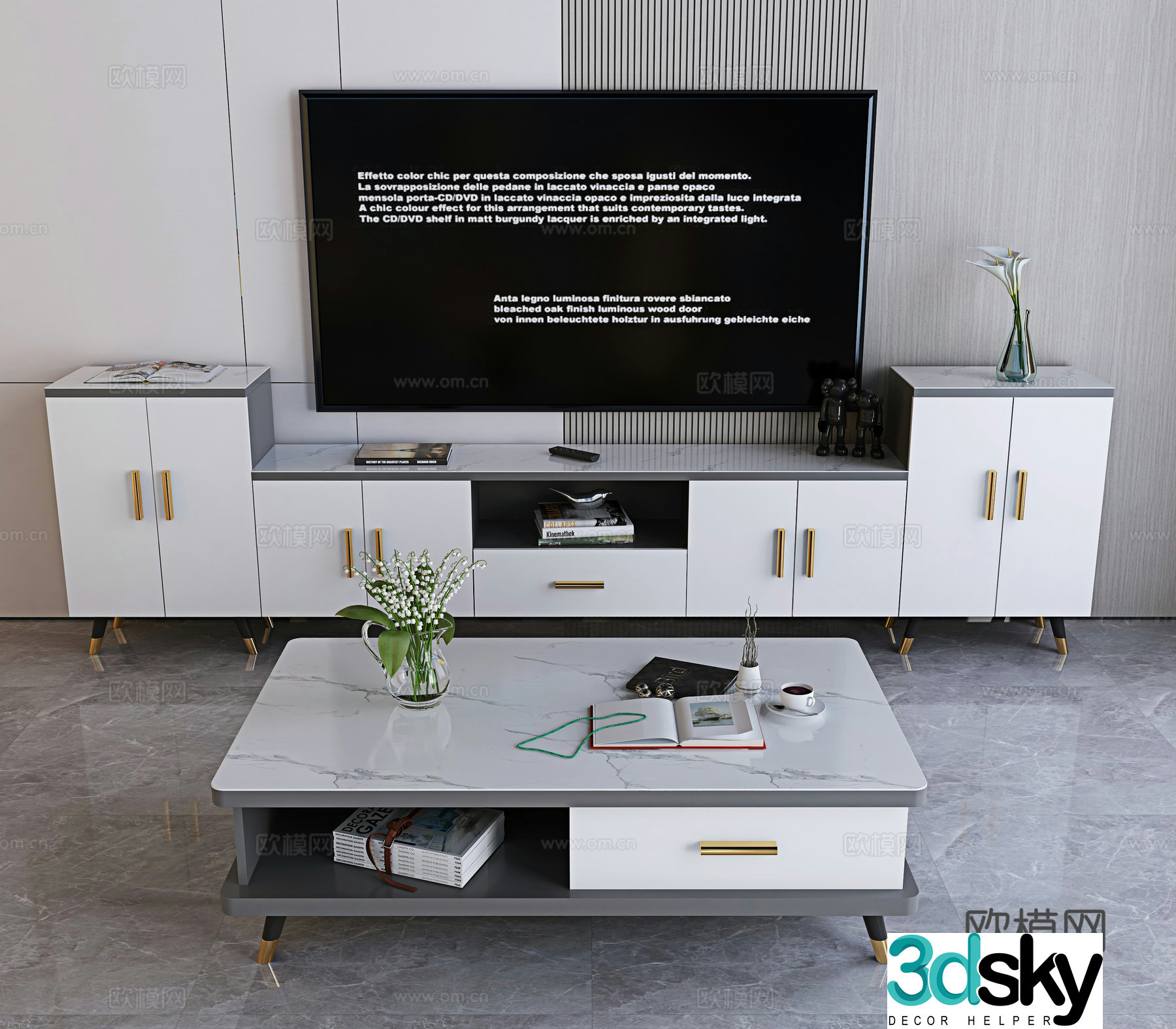 Modern TV cabinet coffee table 3d model