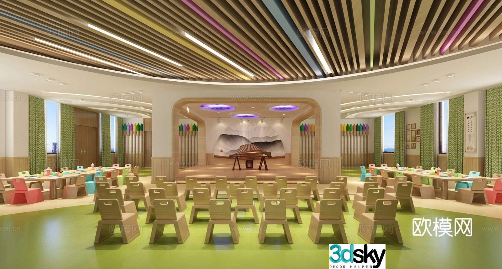 Modern kindergarten stage 3d model