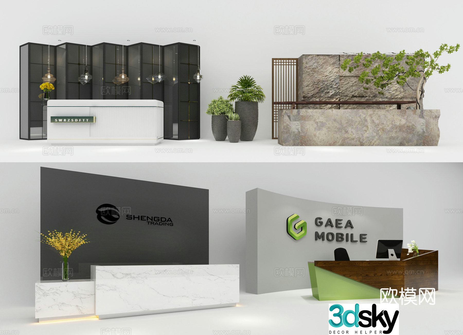 Front desk reception desk information desk 3d model