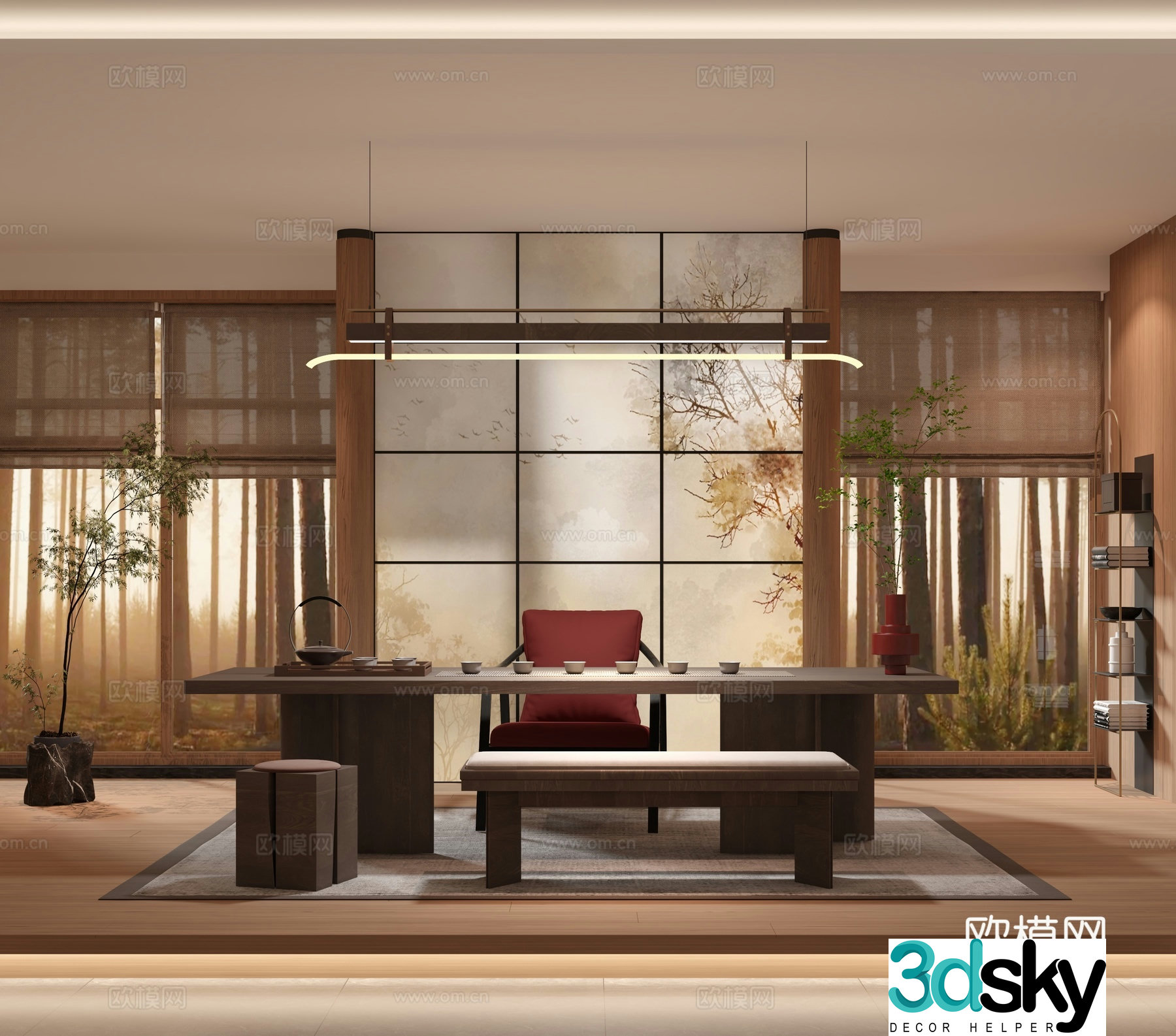 New Chinese tea room 3d model