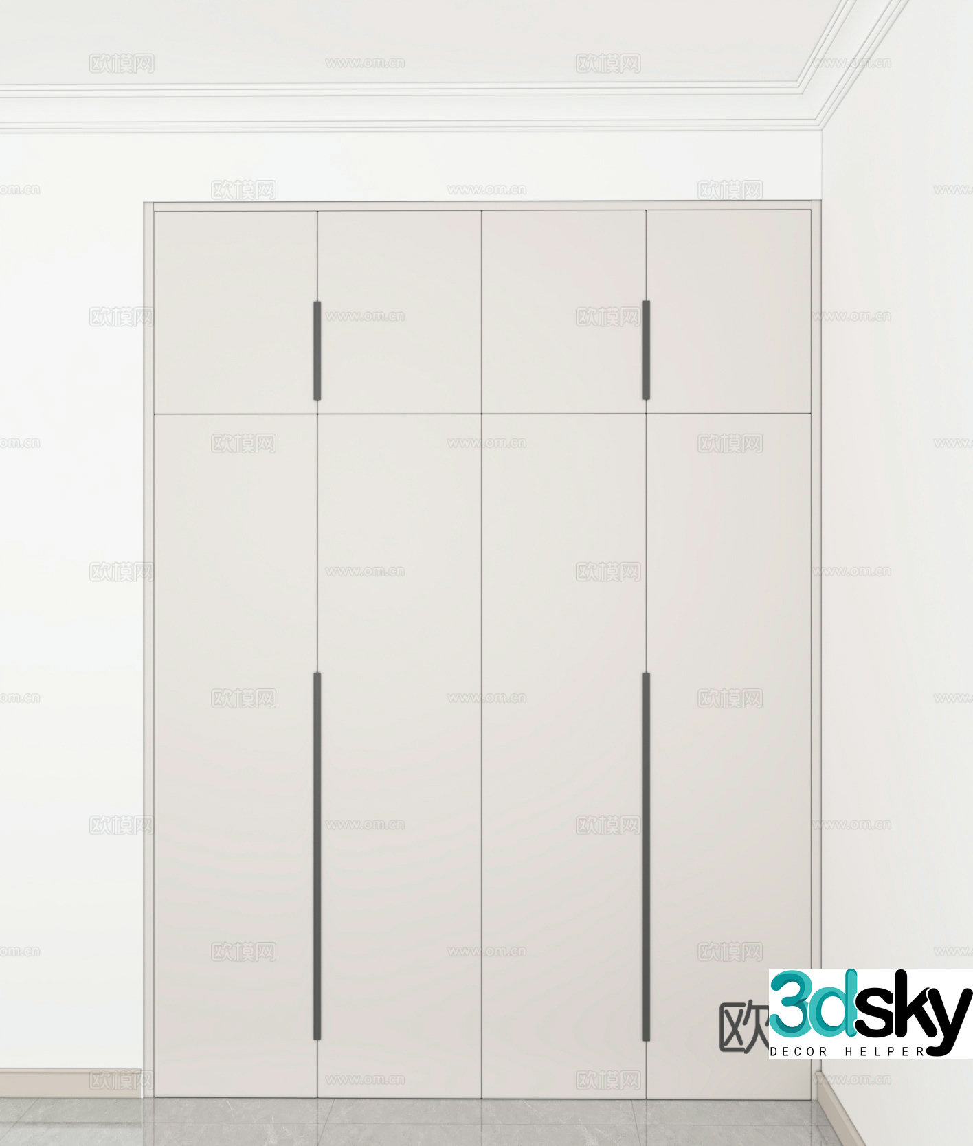 Modern four-door wardrobe segmented wardrobe 3d model