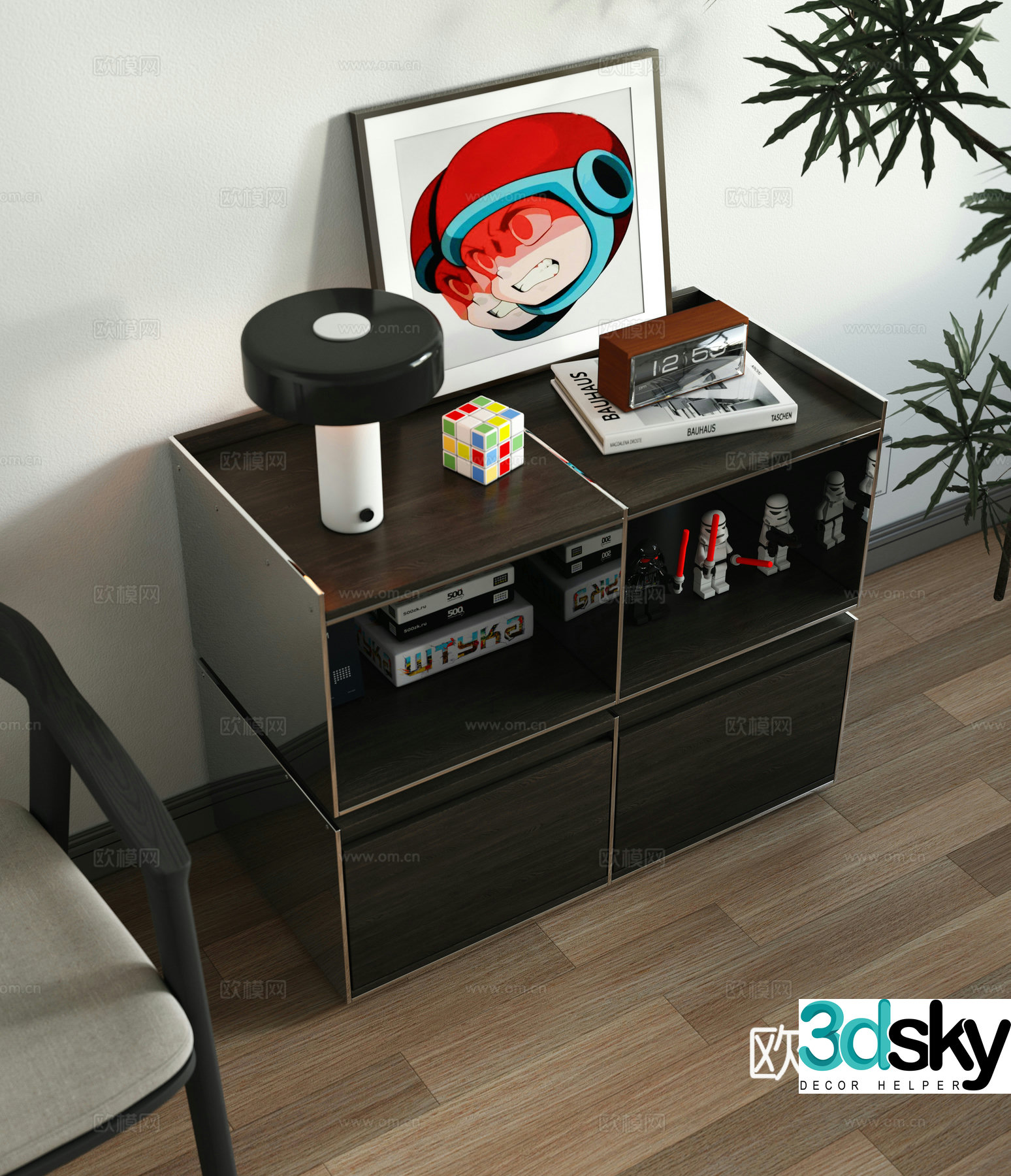 Modern chest of drawers side cabinet 3d model