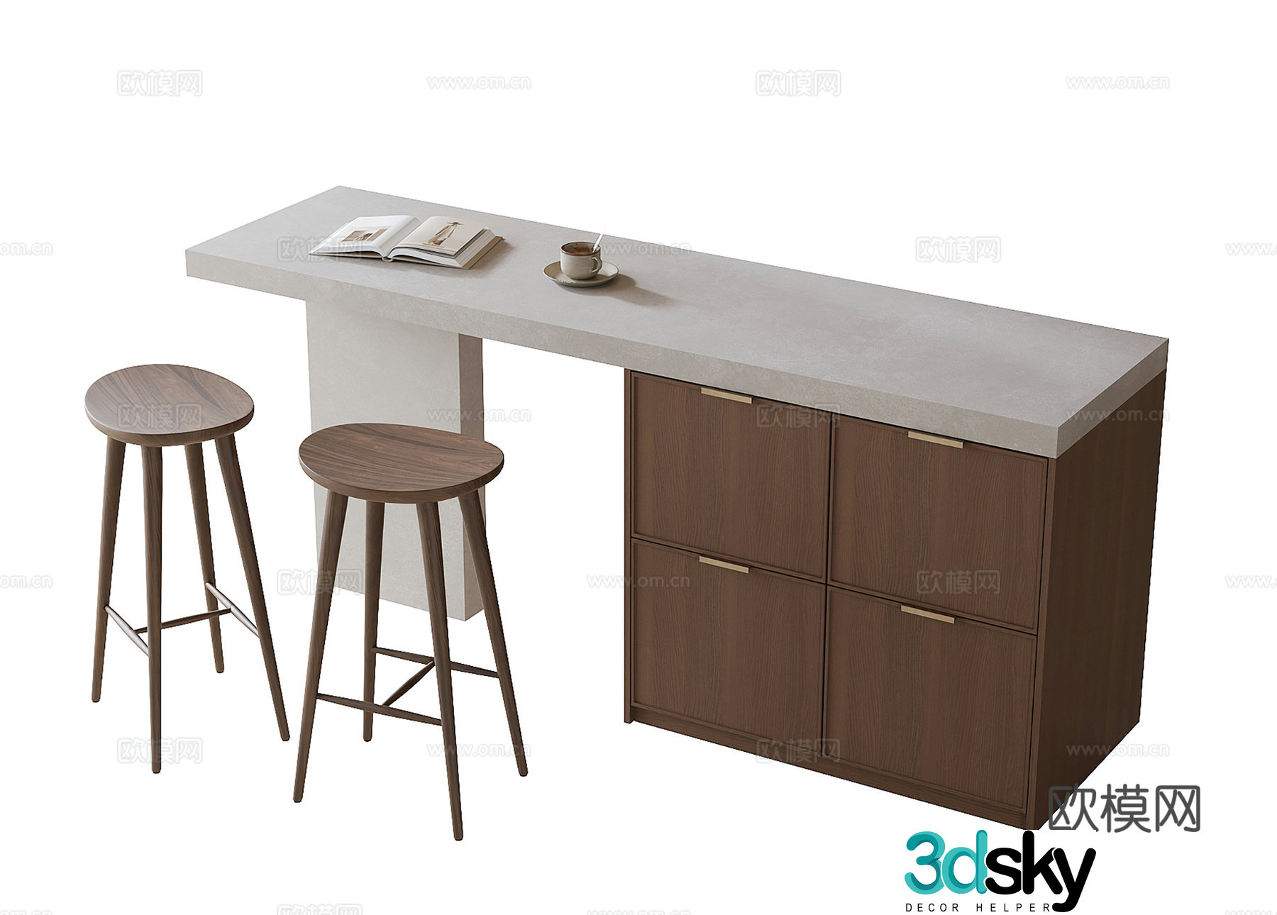 Modern island bar bar chair 3d model