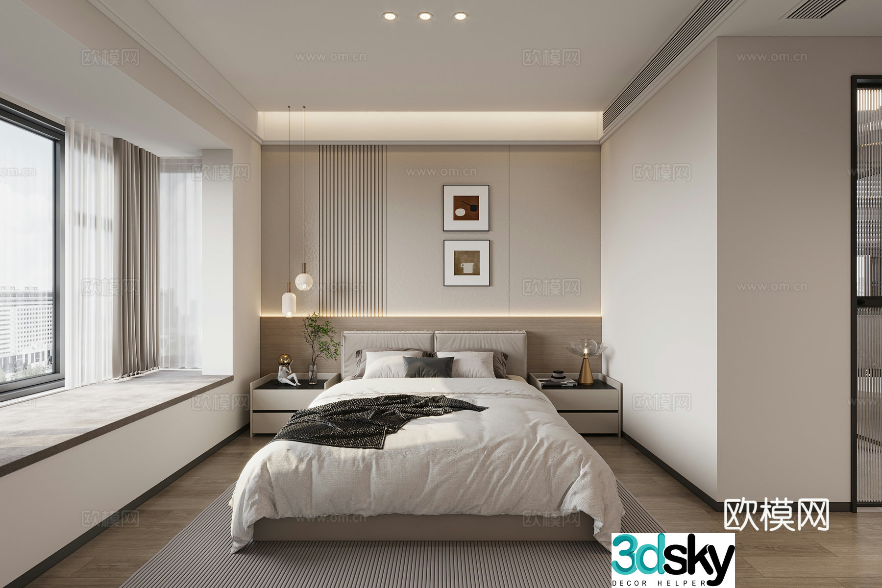 Modern bedroom master bedroom 3d model