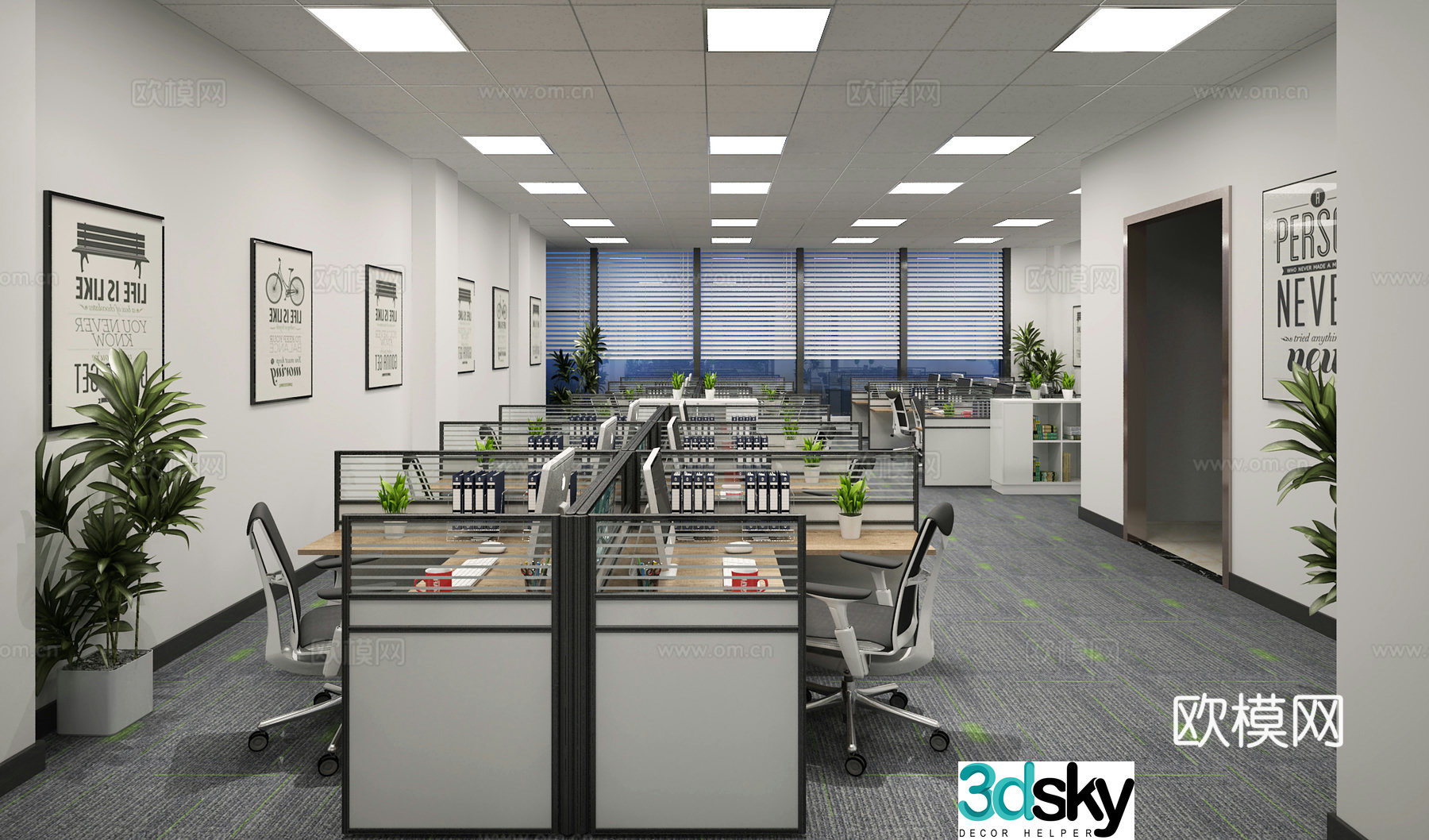 Modern public office office area 3d model
