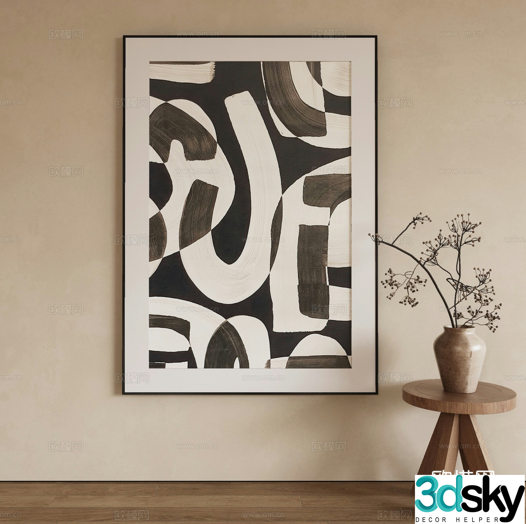 Modern decorative painting art painting hanging painting 3d model