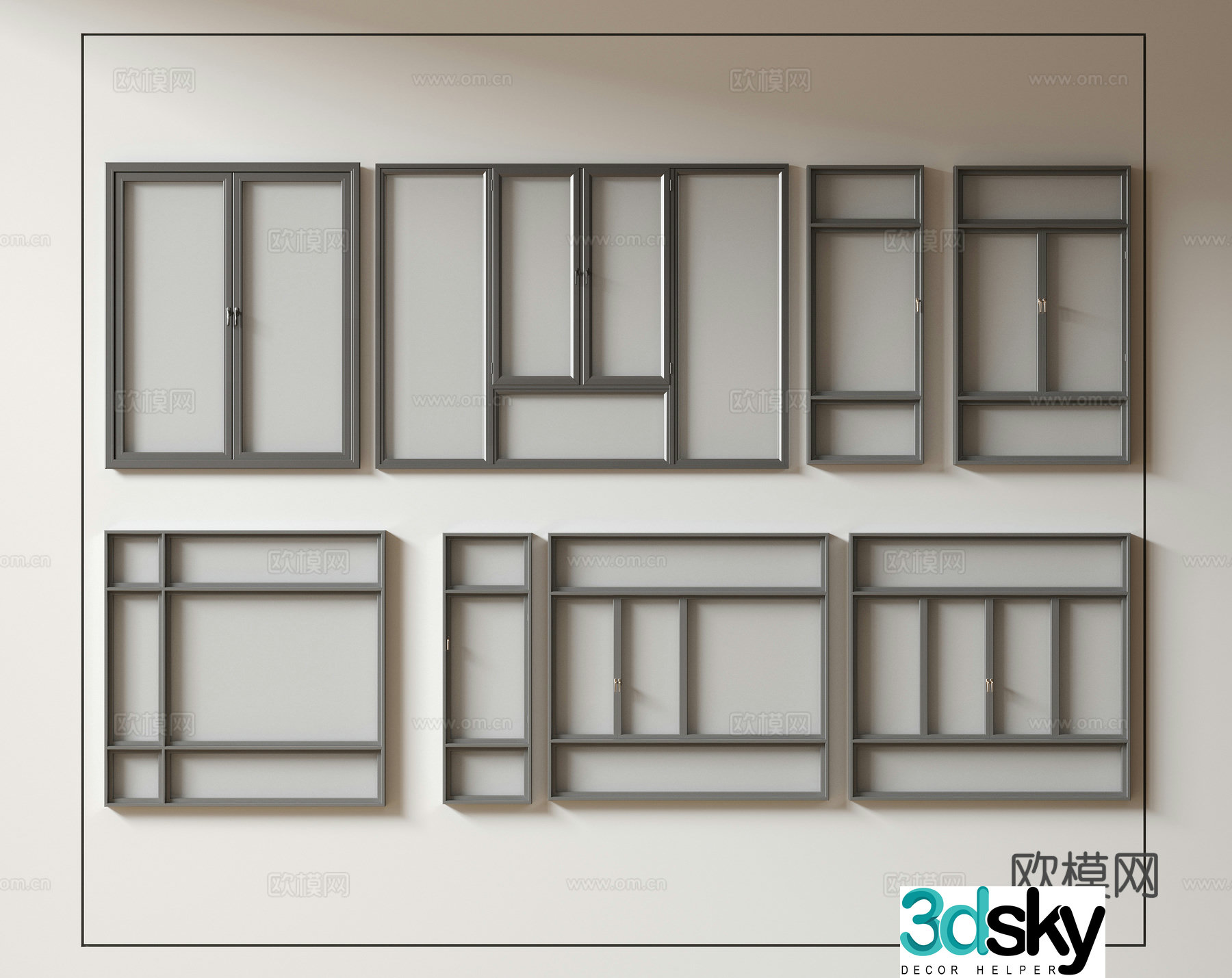 Modern windows floor-to-ceiling windows balcony windows bay windows bedroom windows sliding windows 3d model