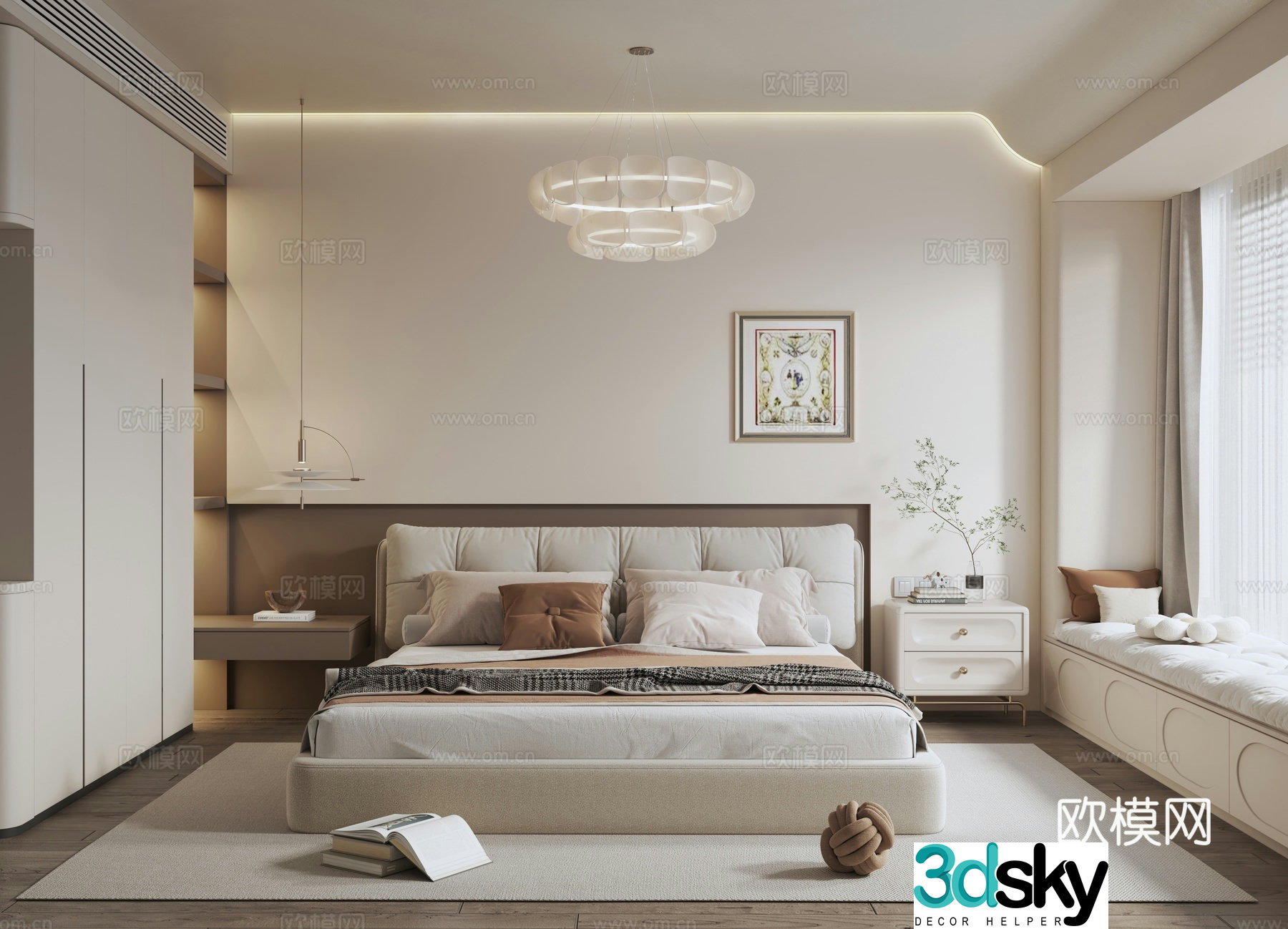 Cream style bedroom master bedroom 3d model