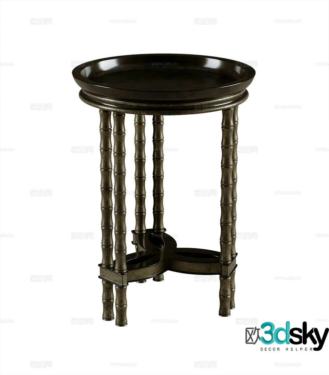 American round table and corner table 3D model