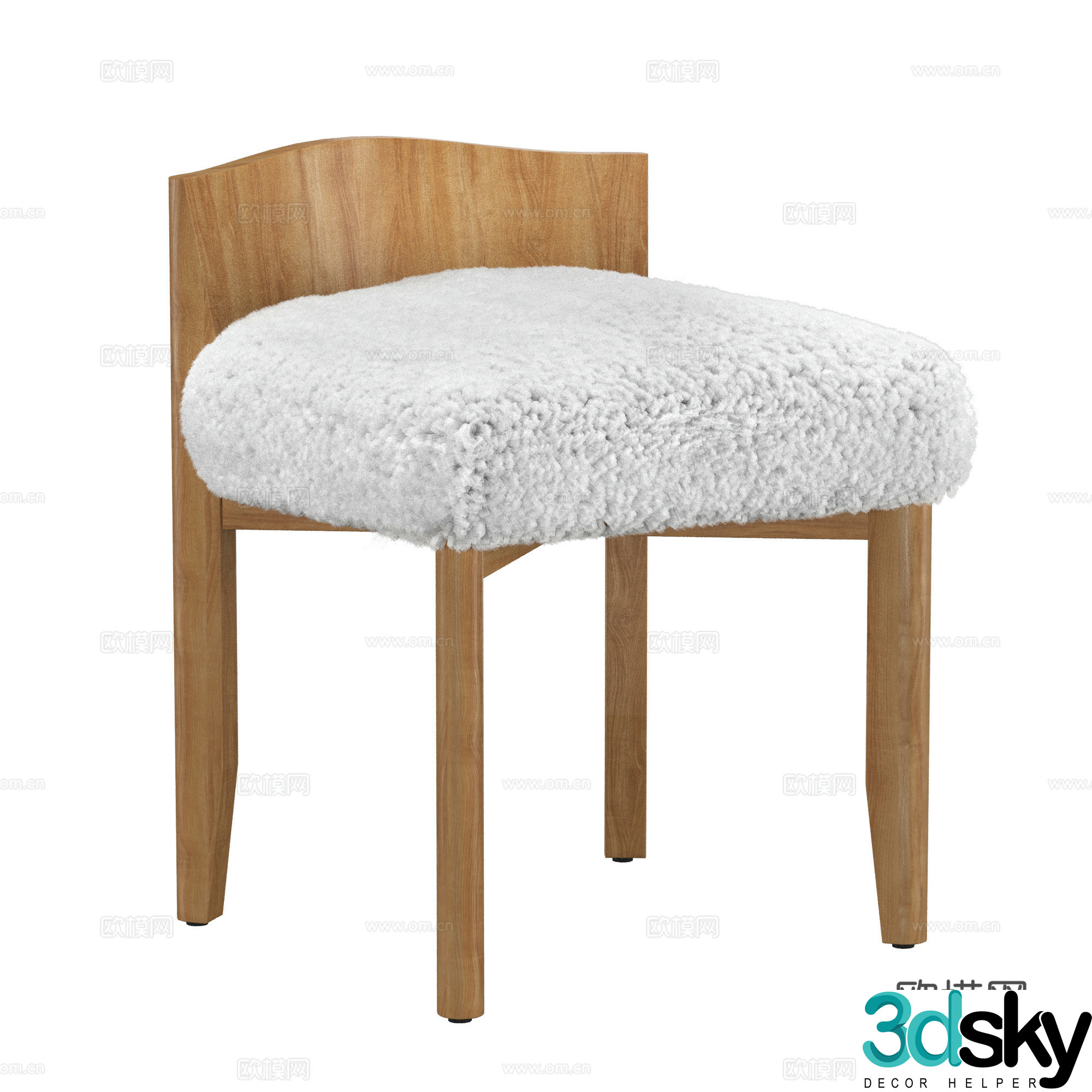New Chinese style stool wooden stool 3d model