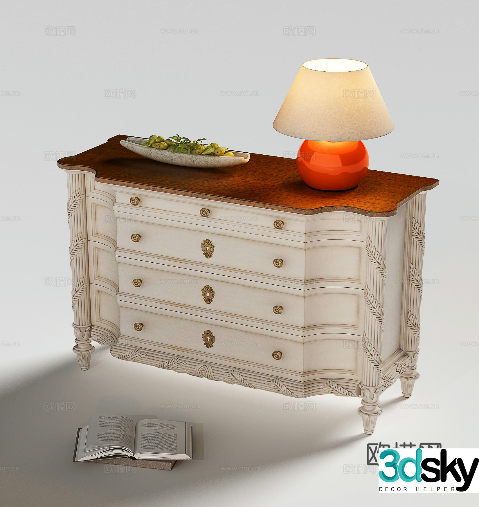 American entryway cabinet 3D model