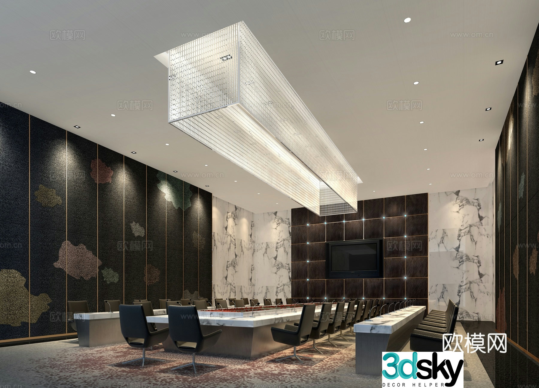 Zen Chinese style conference room hotel conference 3D model