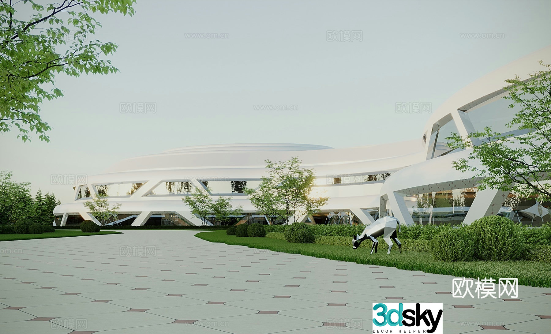 Modern cultural and sports architecture special-shaped building 3D model