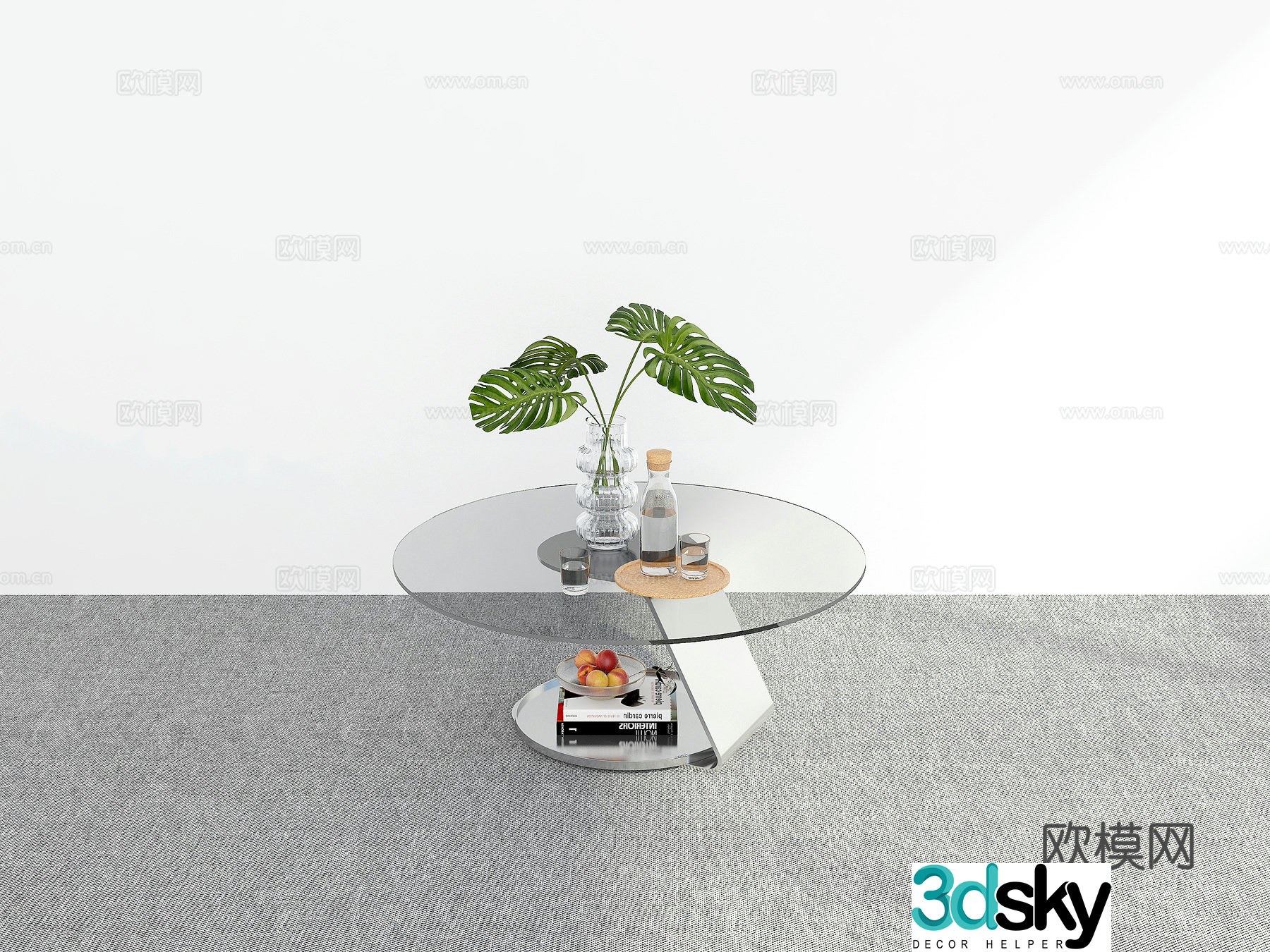 Round coffee table glass coffee table 3d model