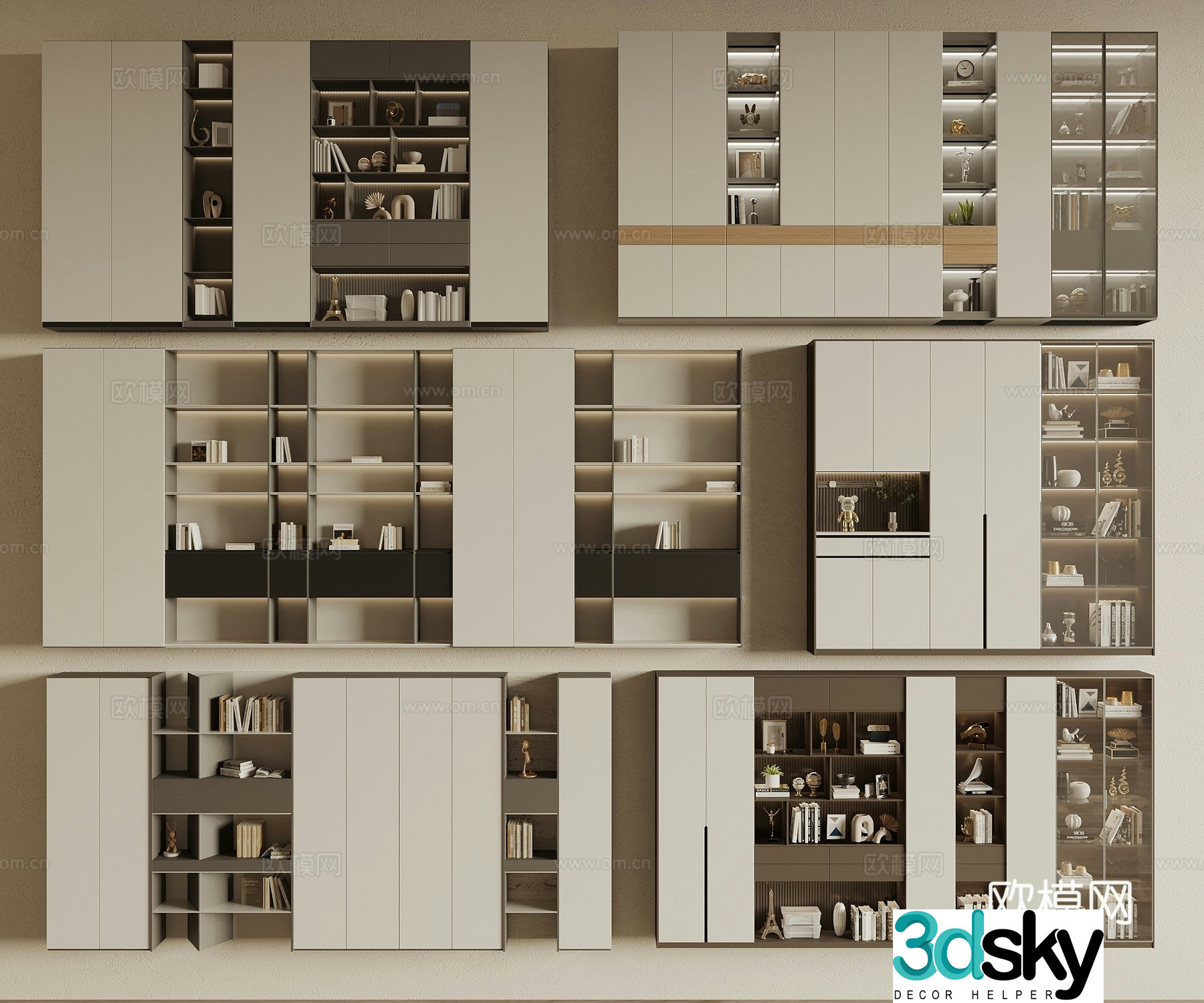 Modern bookcase 3d model