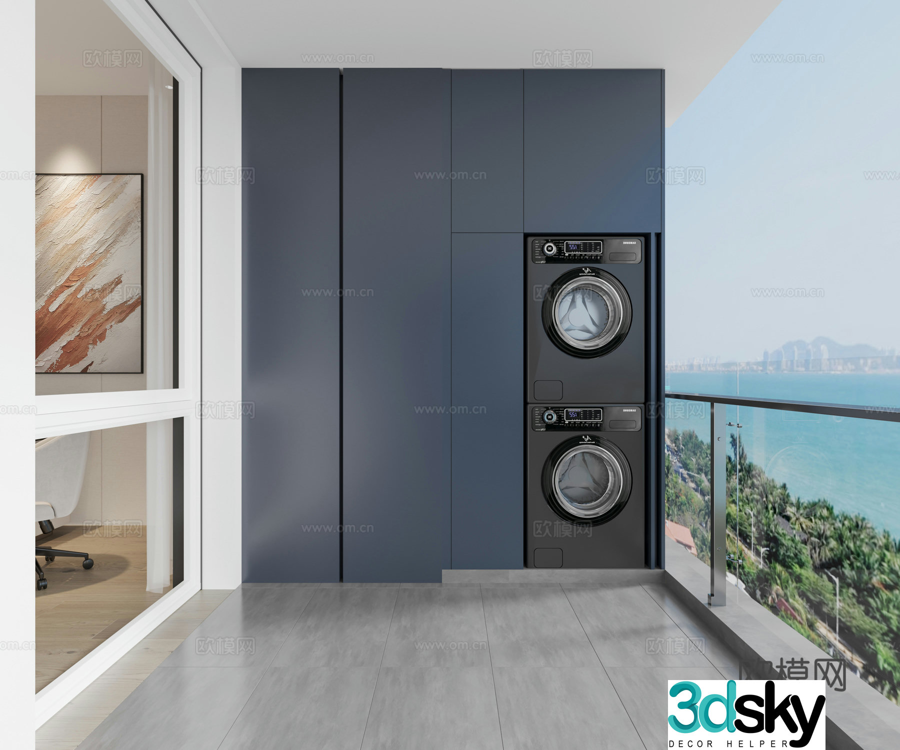 Modern washing machine cabinet 3d model